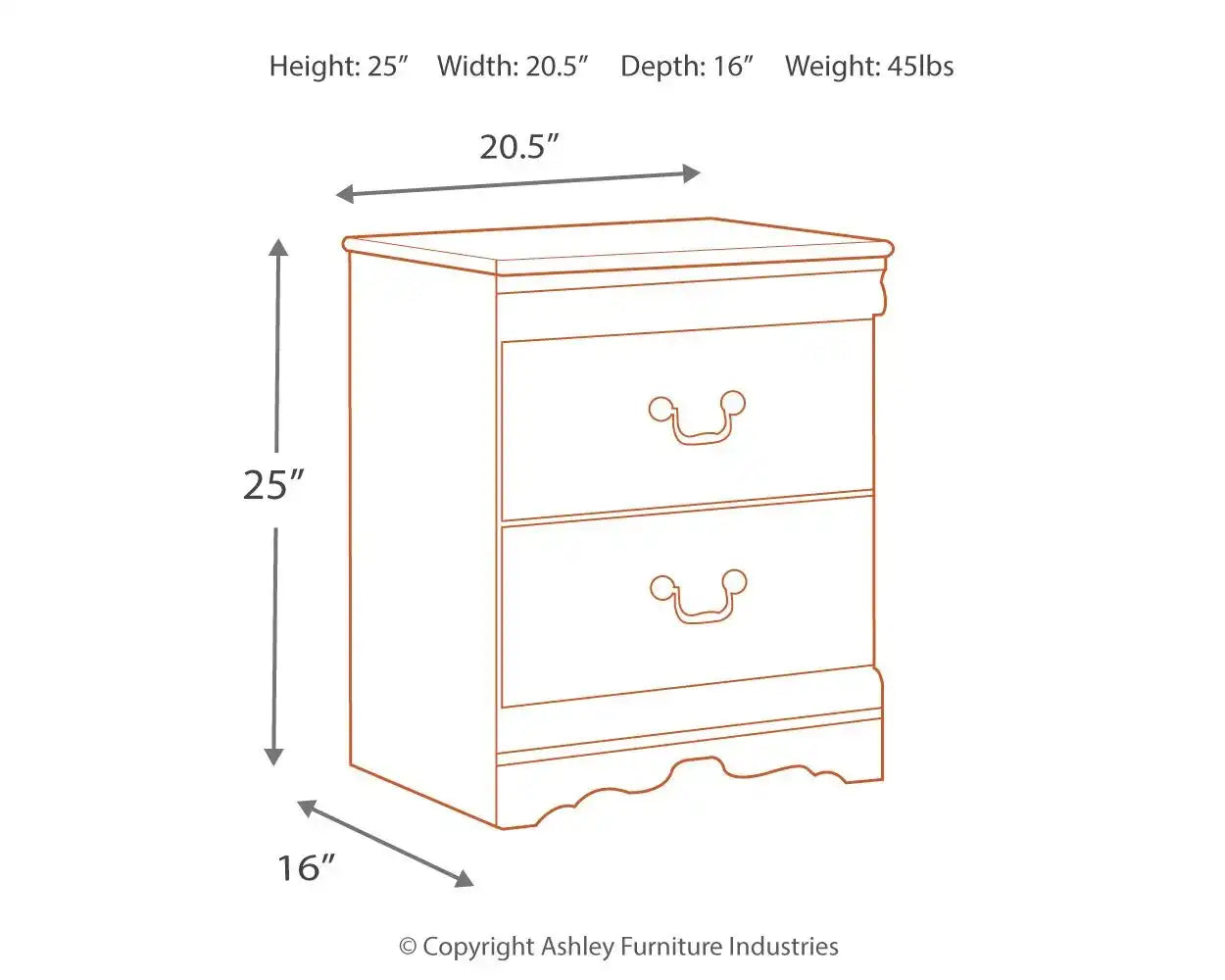 Anarasia - Two Drawer Night Stand - White - Best Buy Furniture