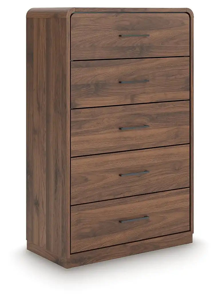 Fortlorn - Five Drawer Chest - Walnut Brown - Best Buy Furniture