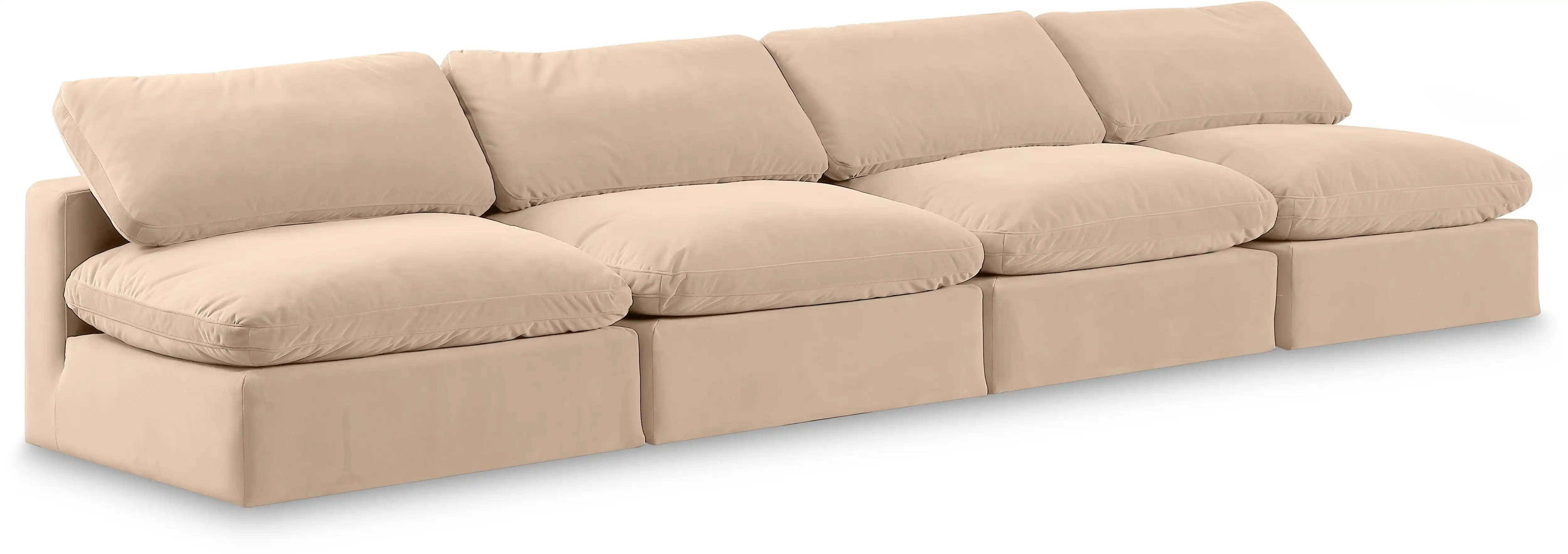 Comfy - Velvet Modular Armless Sofa 4 Seats - Best Buy Furniture