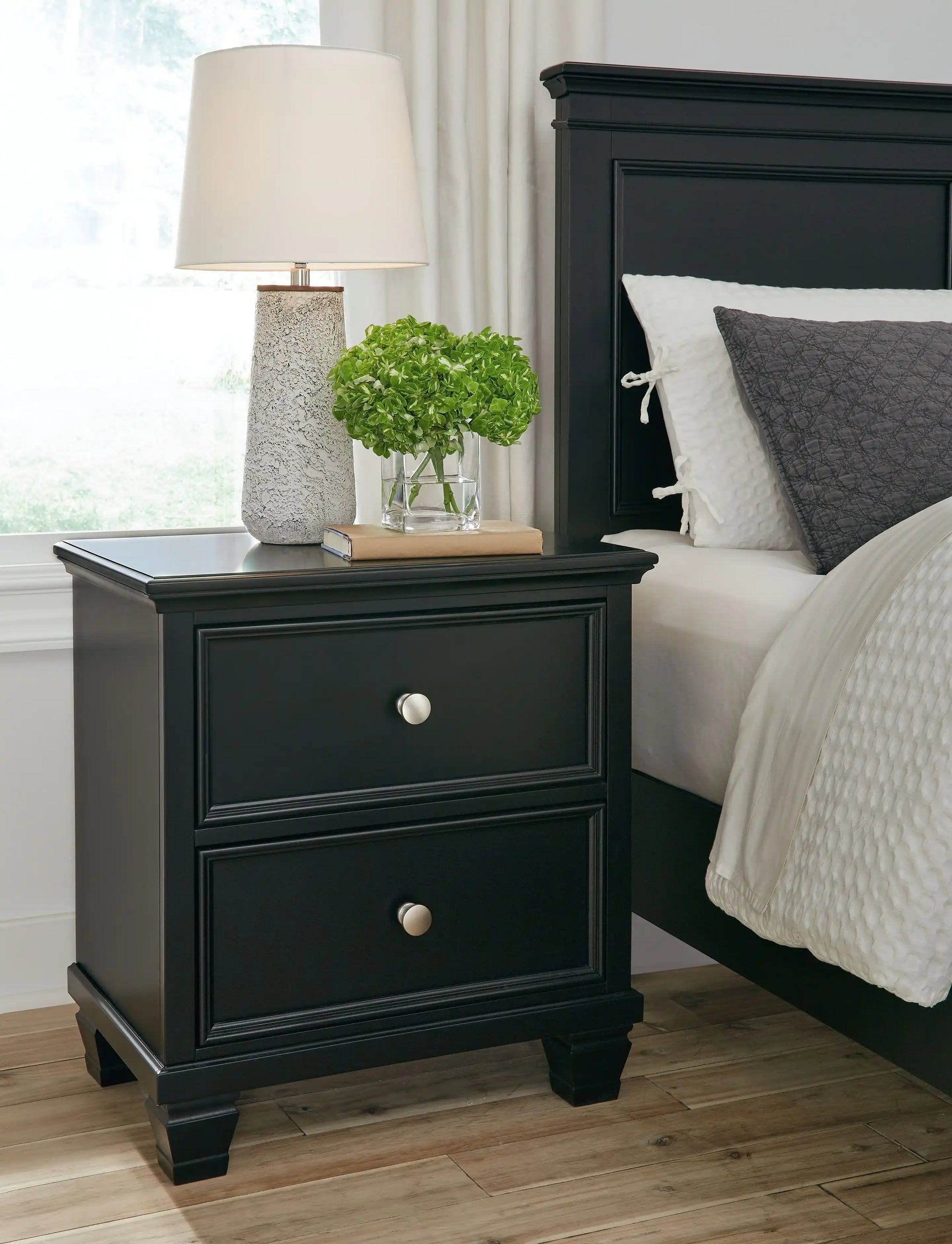 Lanolee - Two Drawer Nightstand - Black - Best Buy Furniture
