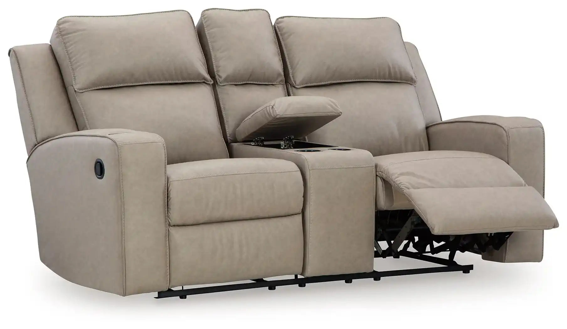 Lavenhorne - Dbl Rec Loveseat W/Console - Pebble - Best Buy Furniture