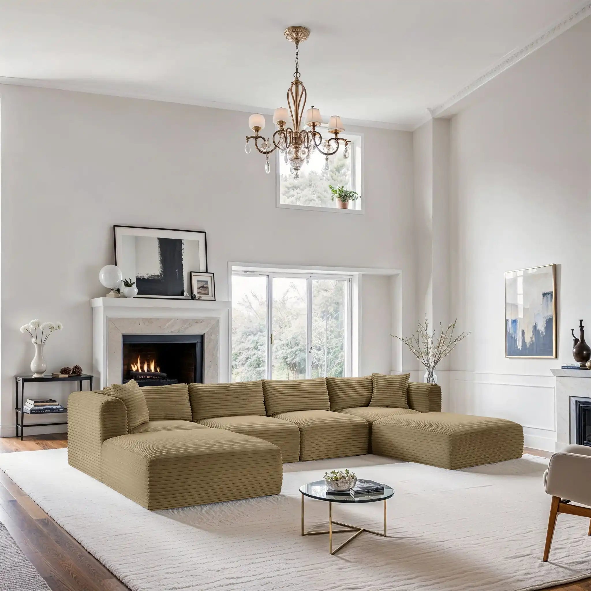 Shaggy - 6 Piece Modular Sectional With 2 Ottomans