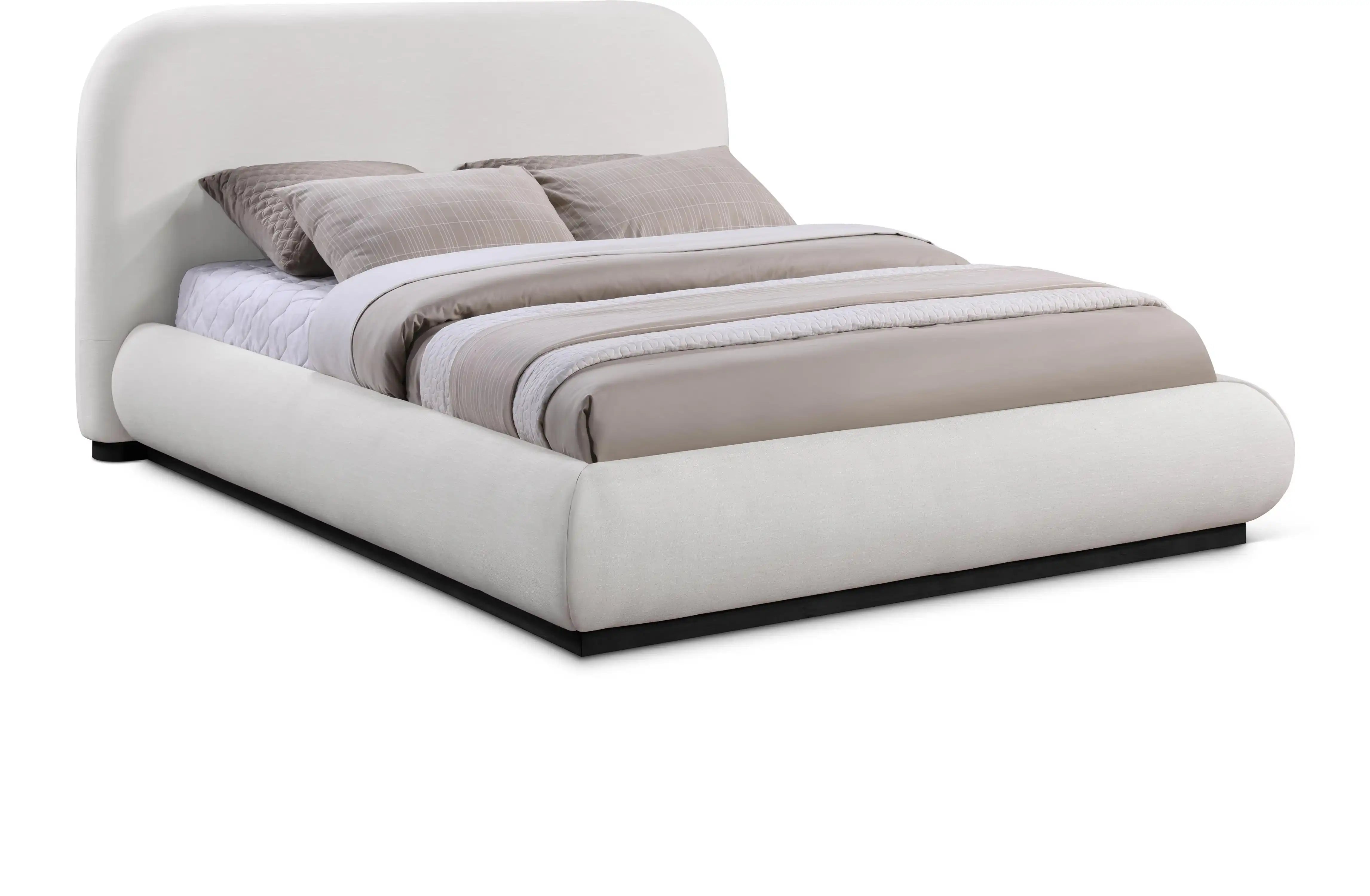 Vaughn - Linen Bed With Black Base - Best Buy Furniture