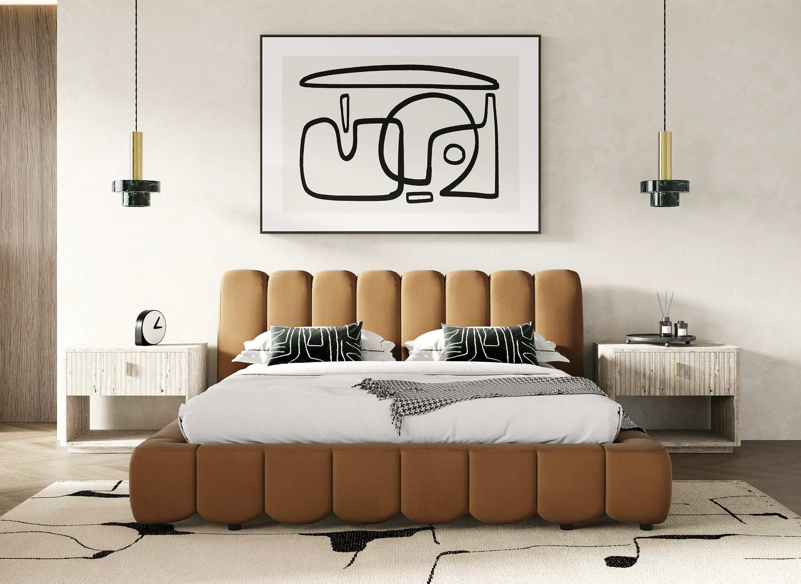 Modrest Harris - Modern Brown Fabric King Bed - Best Buy Furniture