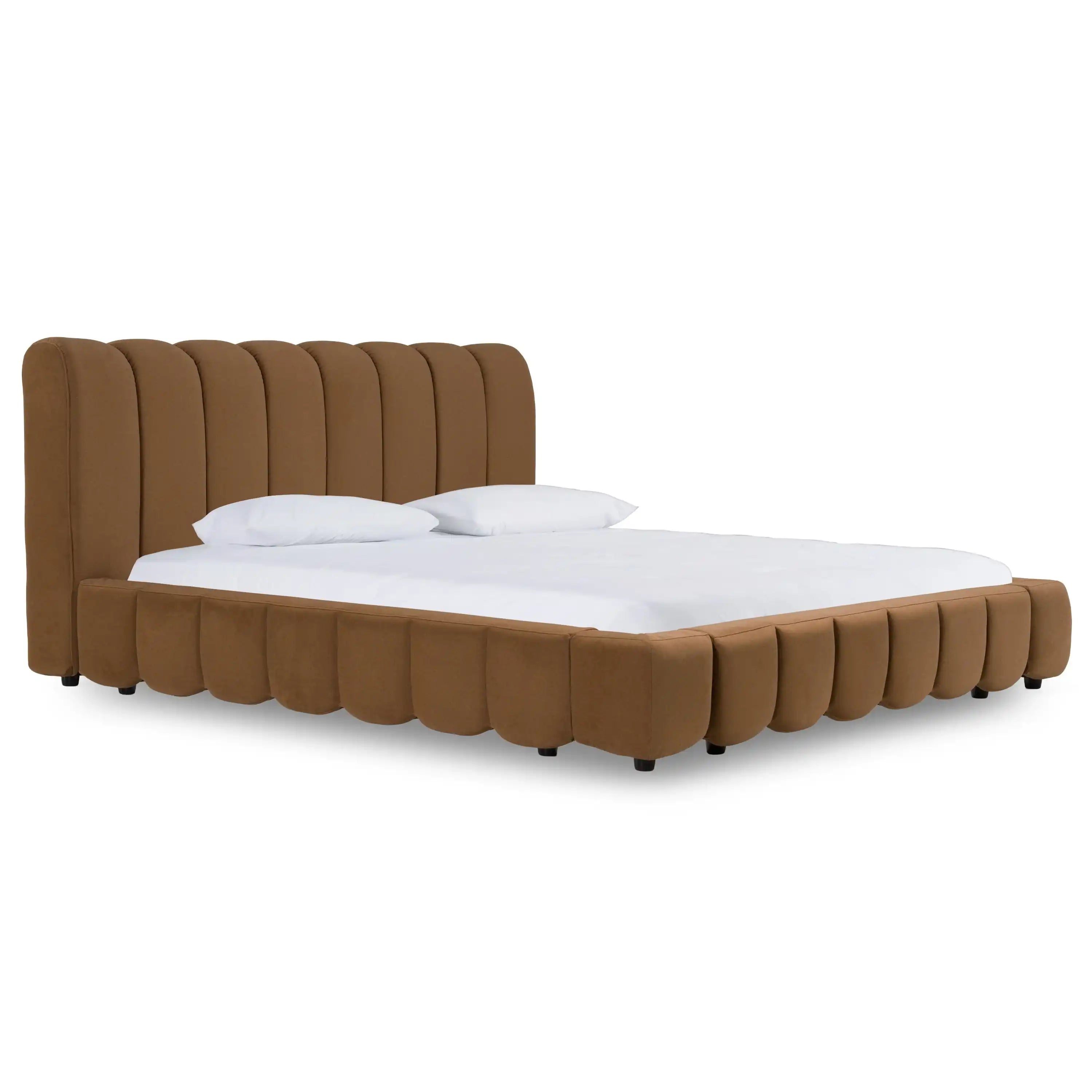 Modrest Harris - Modern Brown Fabric King Bed - Best Buy Furniture