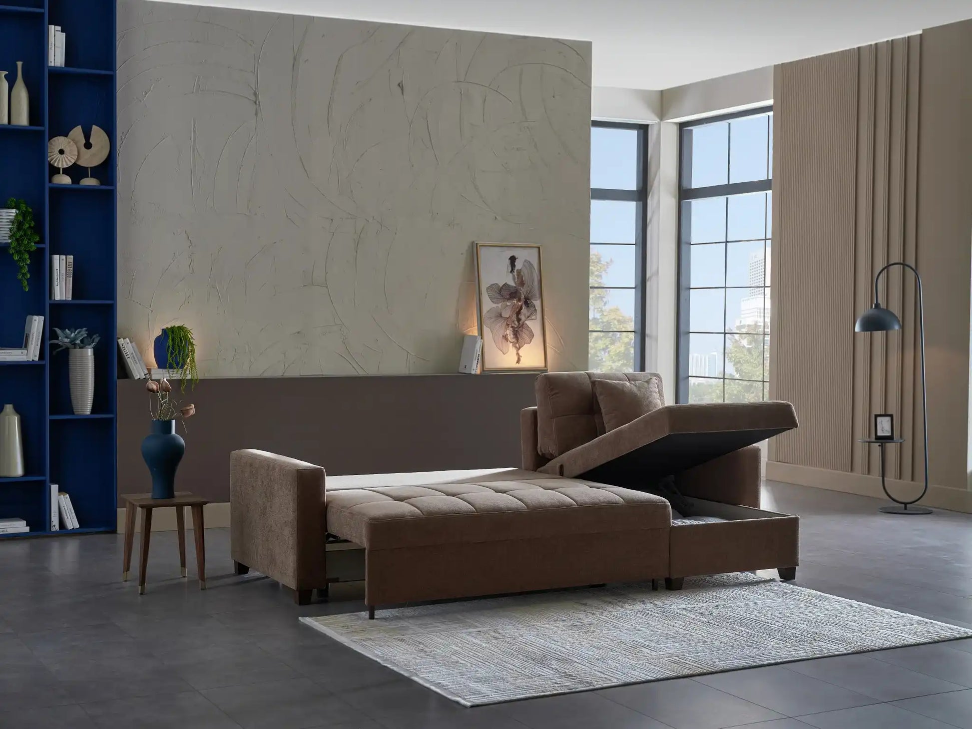 IVY 102" Reversible Chase Queen Sleeper Sectional - Brown - Best Buy Furniture
