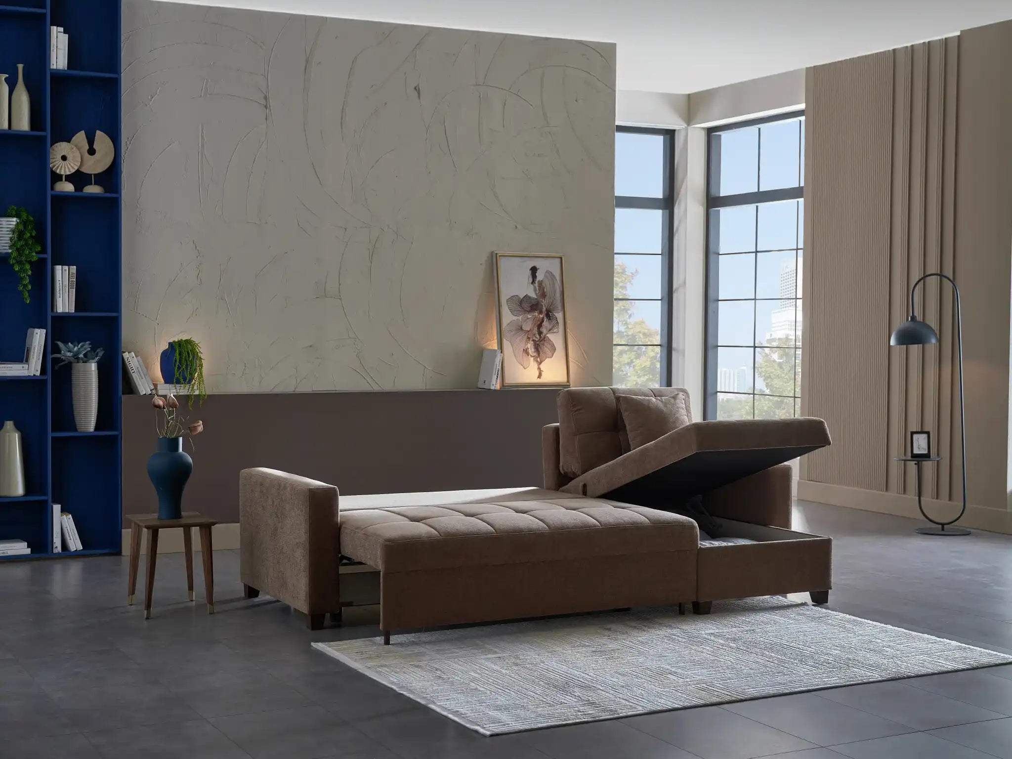 IVY 102" Reversible Chase Queen Sleeper Sectional - Brown - Best Buy Furniture