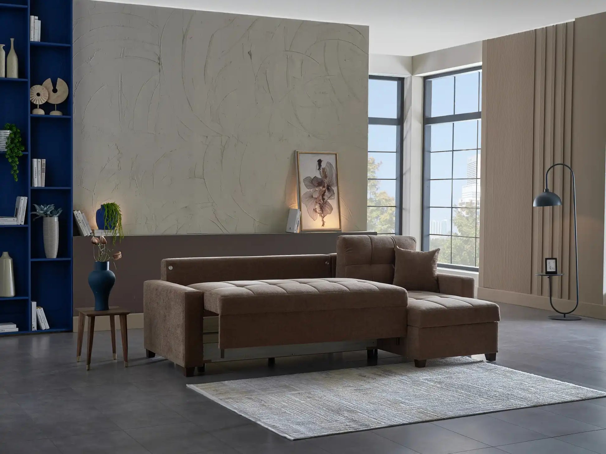 IVY 102" Reversible Chase Queen Sleeper Sectional - Brown - Best Buy Furniture