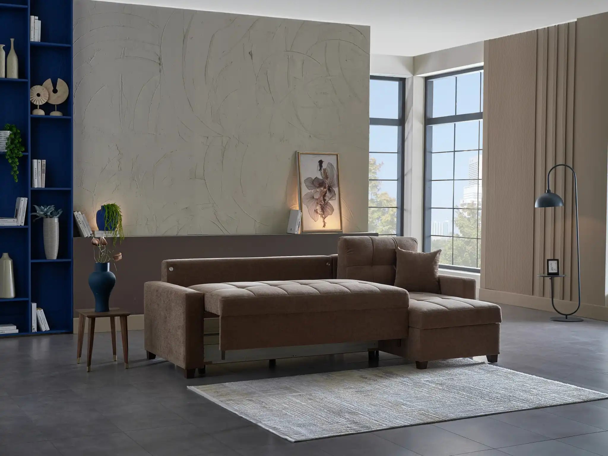 IVY 102" Reversible Chase Queen Sleeper Sectional - Brown - Best Buy Furniture