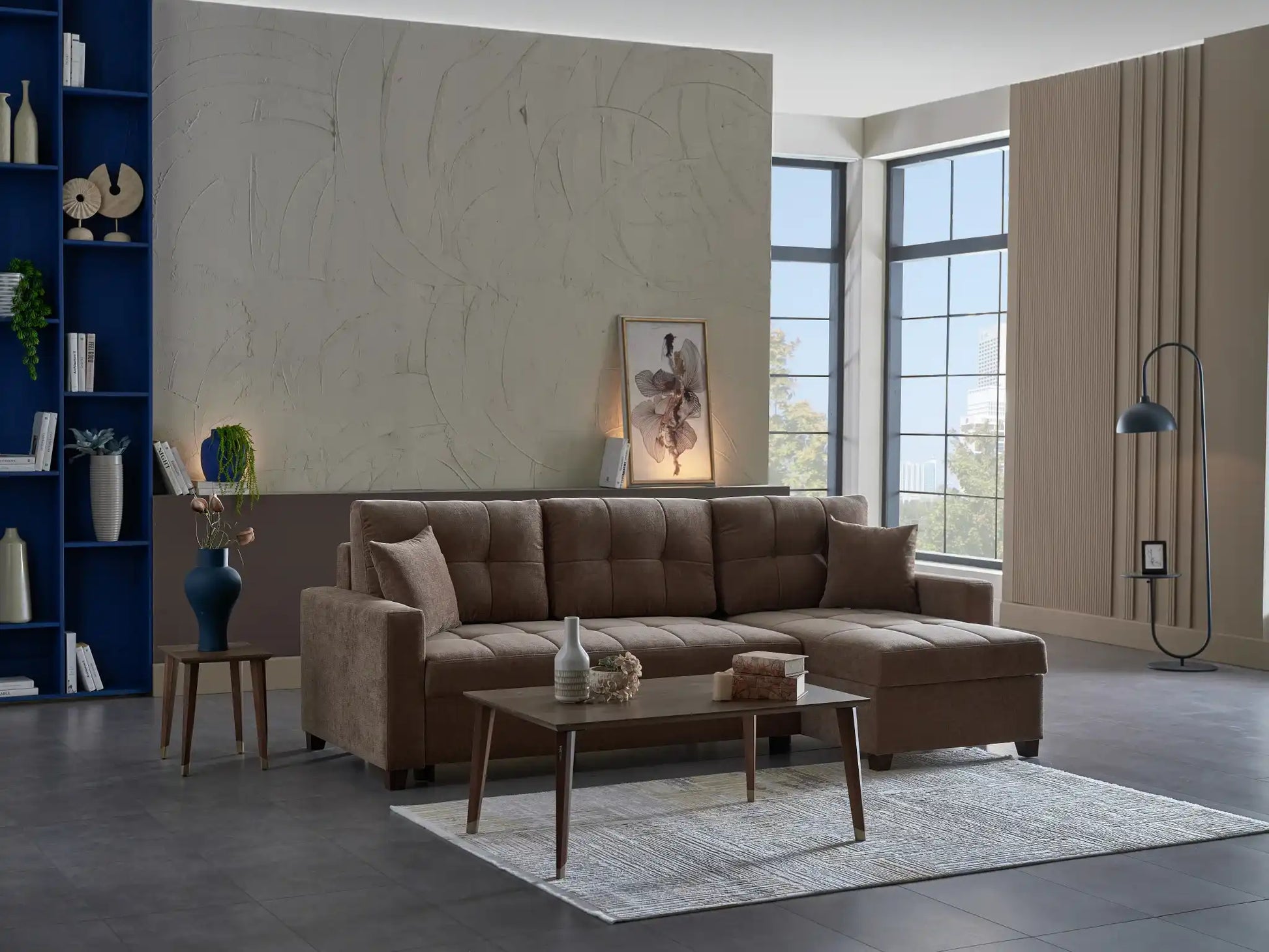 IVY 102" Reversible Chase Queen Sleeper Sectional - Brown - Best Buy Furniture