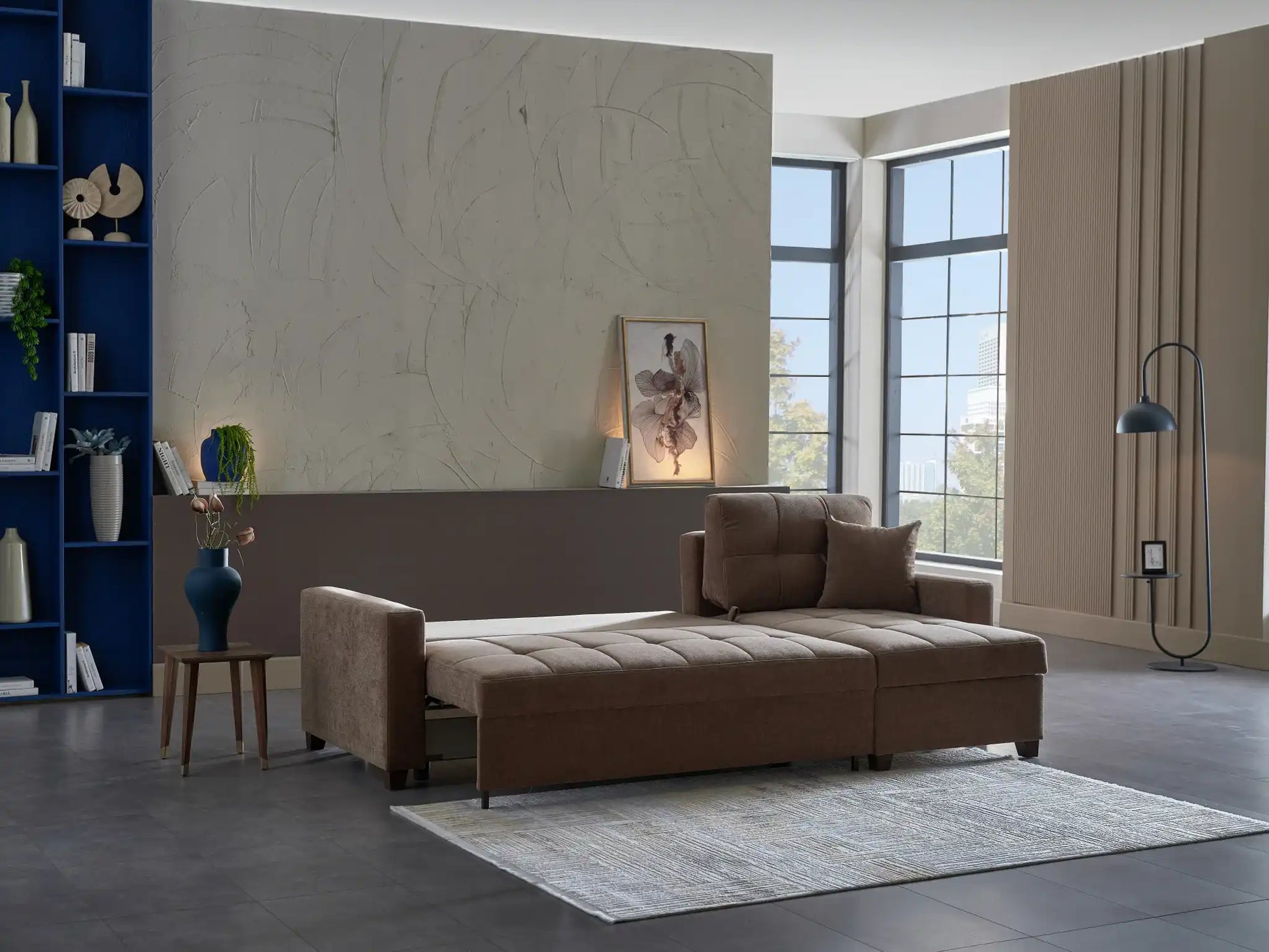 IVY 102" Reversible Chase Queen Sleeper Sectional - Brown - Best Buy Furniture