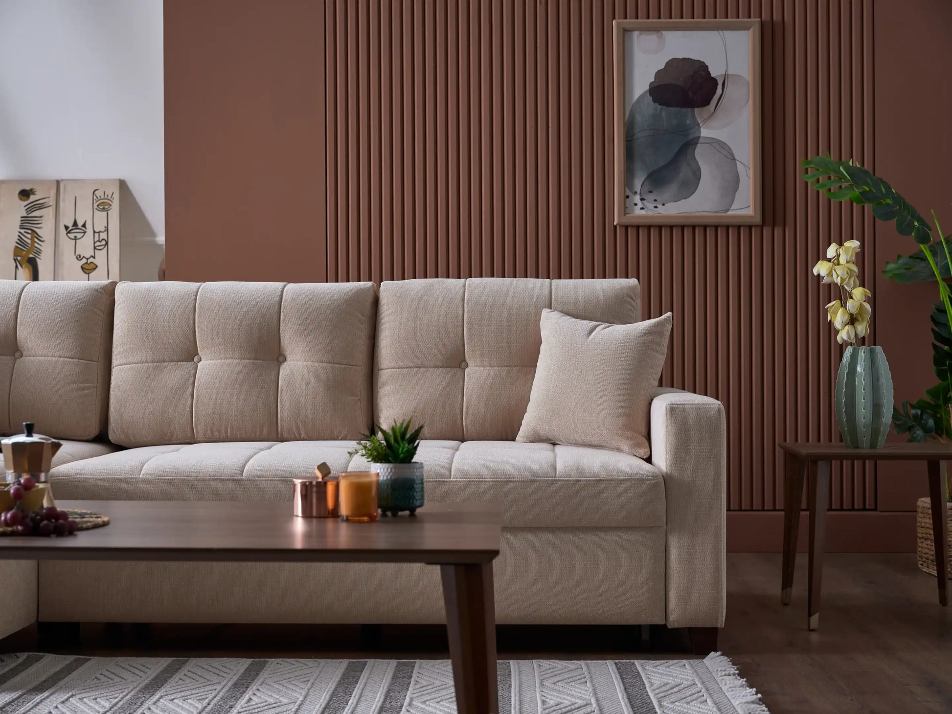 IVY 102" Reversible Chase Queen Sleeper Sectional - Beige - Best Buy Furniture