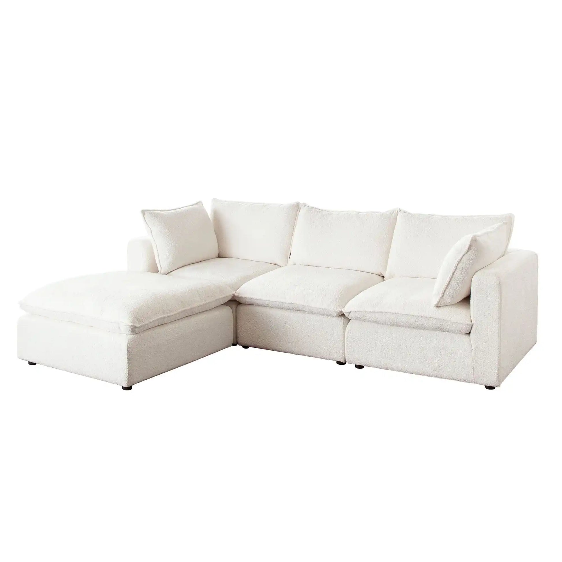 Ivy Reversible 4 Piece Down Sectional – White Faux Shearling - Best Buy Furniture