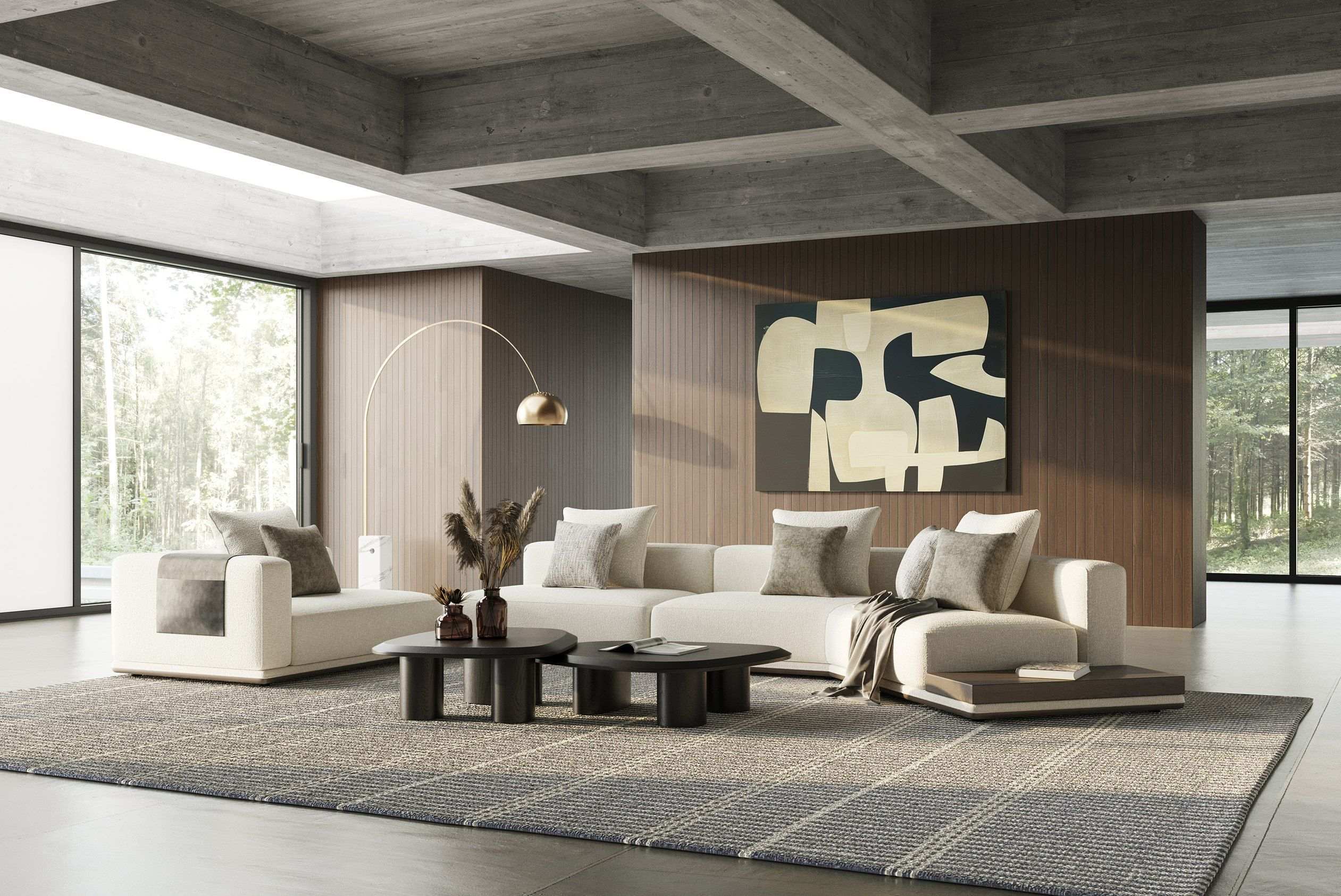 Lamod Siret - Modern Ivory Fabric Modular Sectional W/ Coffee Table - Best Buy Furniture