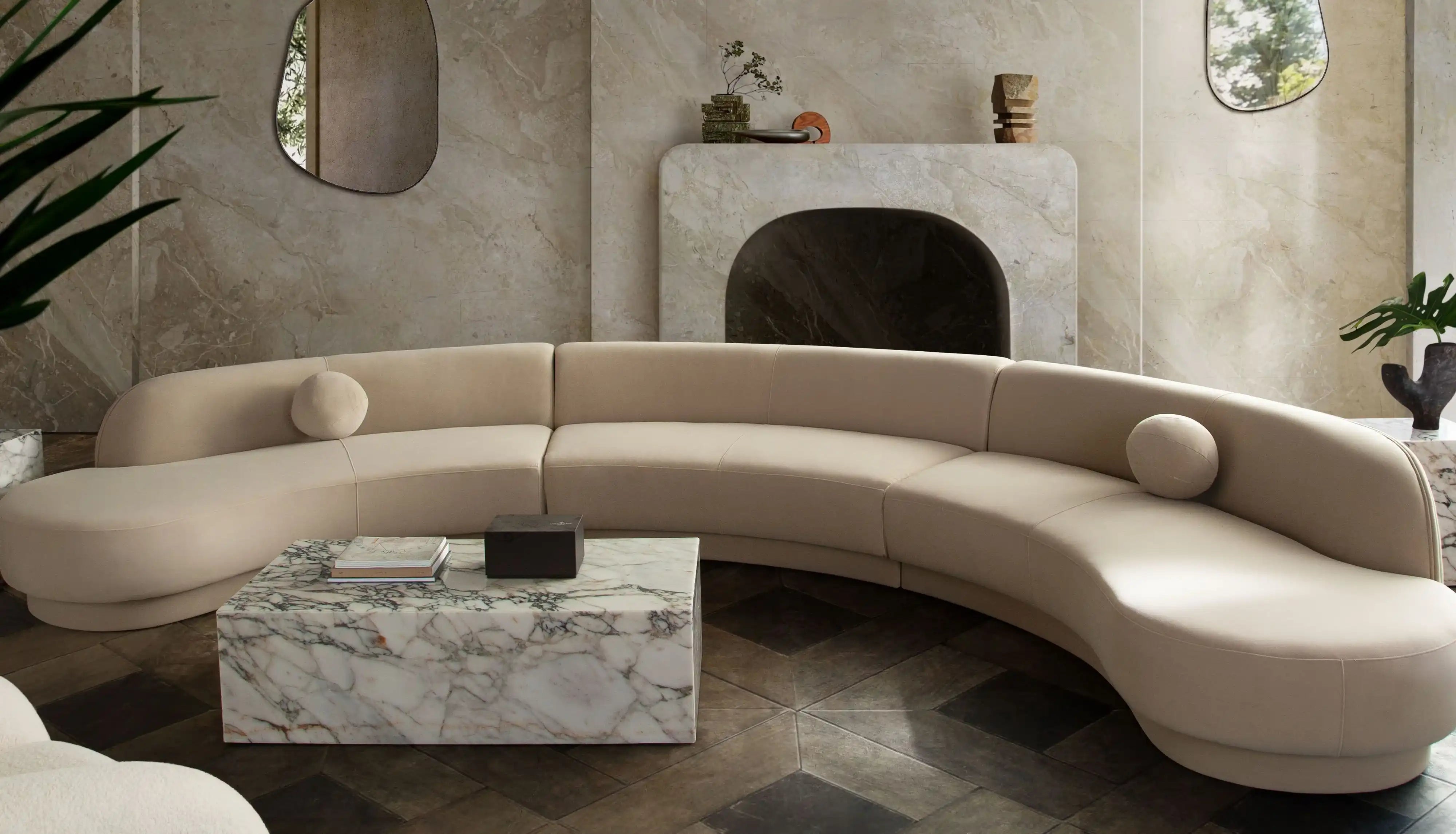 Zelda 3 Piece Sectional | Light Camel Performance Velvet Sectional Sofa - Best Buy Furniture