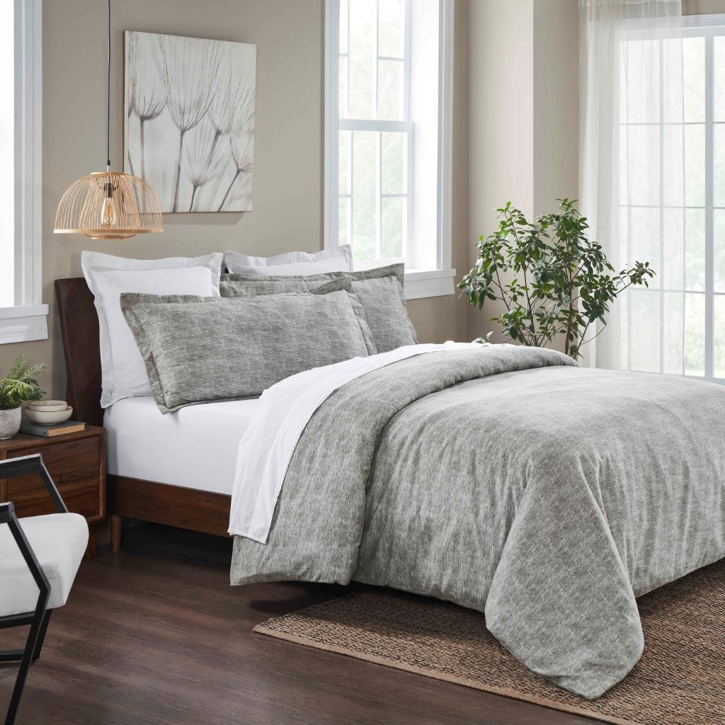 Melange Flannel Cotton Fuzzy Warm Two-Toned Duvet Cover Set - Duvet Cover Set by Superior Brand
