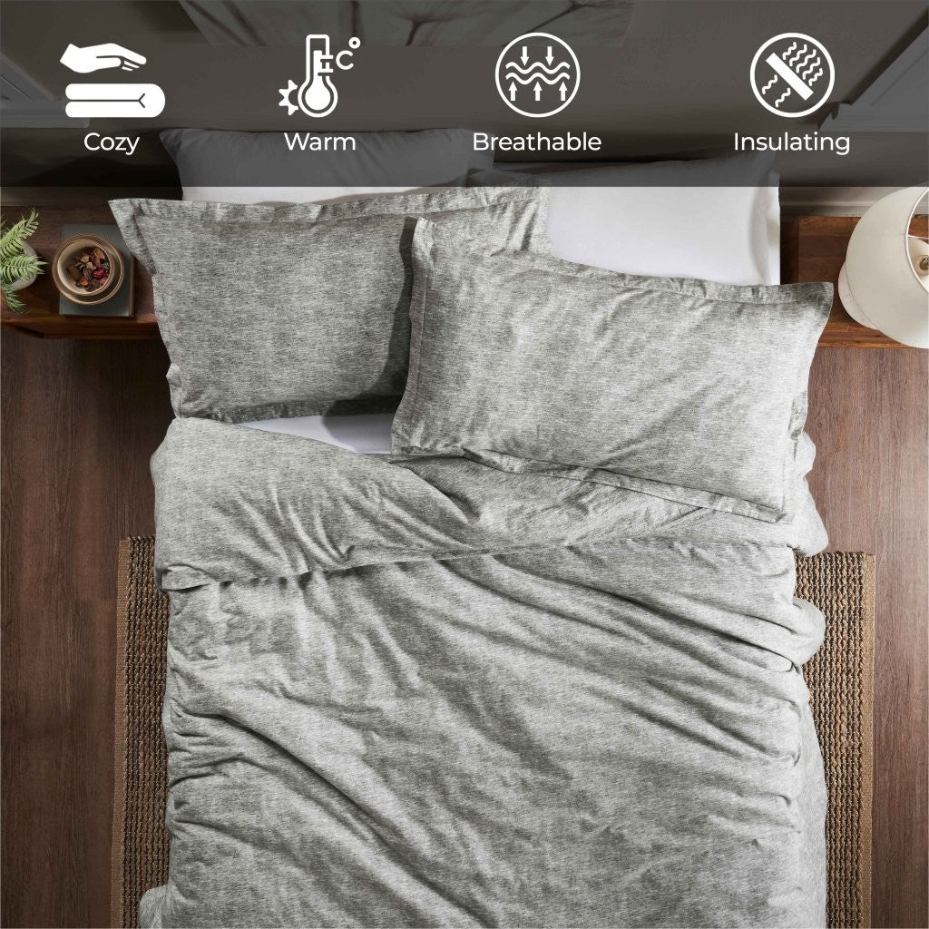 Melange Flannel Cotton Fuzzy Warm Two-Toned Duvet Cover Set - Duvet Cover Set by Superior Brand