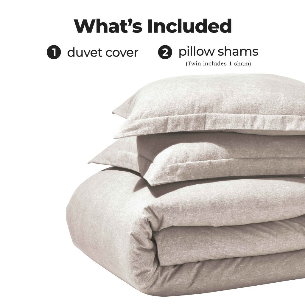 Melange Flannel Cotton Fuzzy Warm Two-Toned Duvet Cover Set - Duvet Cover Set by Superior Brand