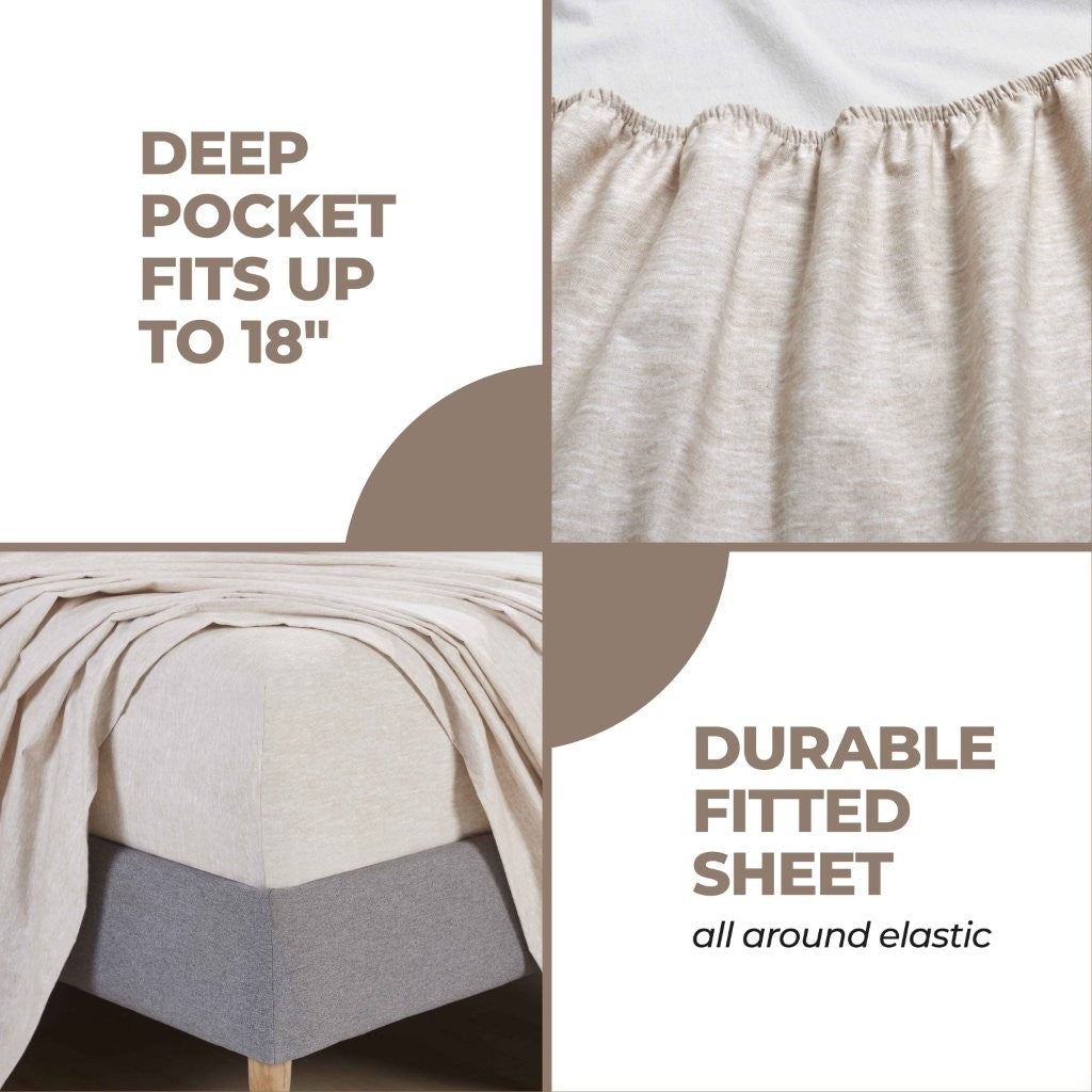 100% Cotton Flannel Sheet Set Warm Two-Toned Melange Deep Pocket - Sheet Set by Superior Brand