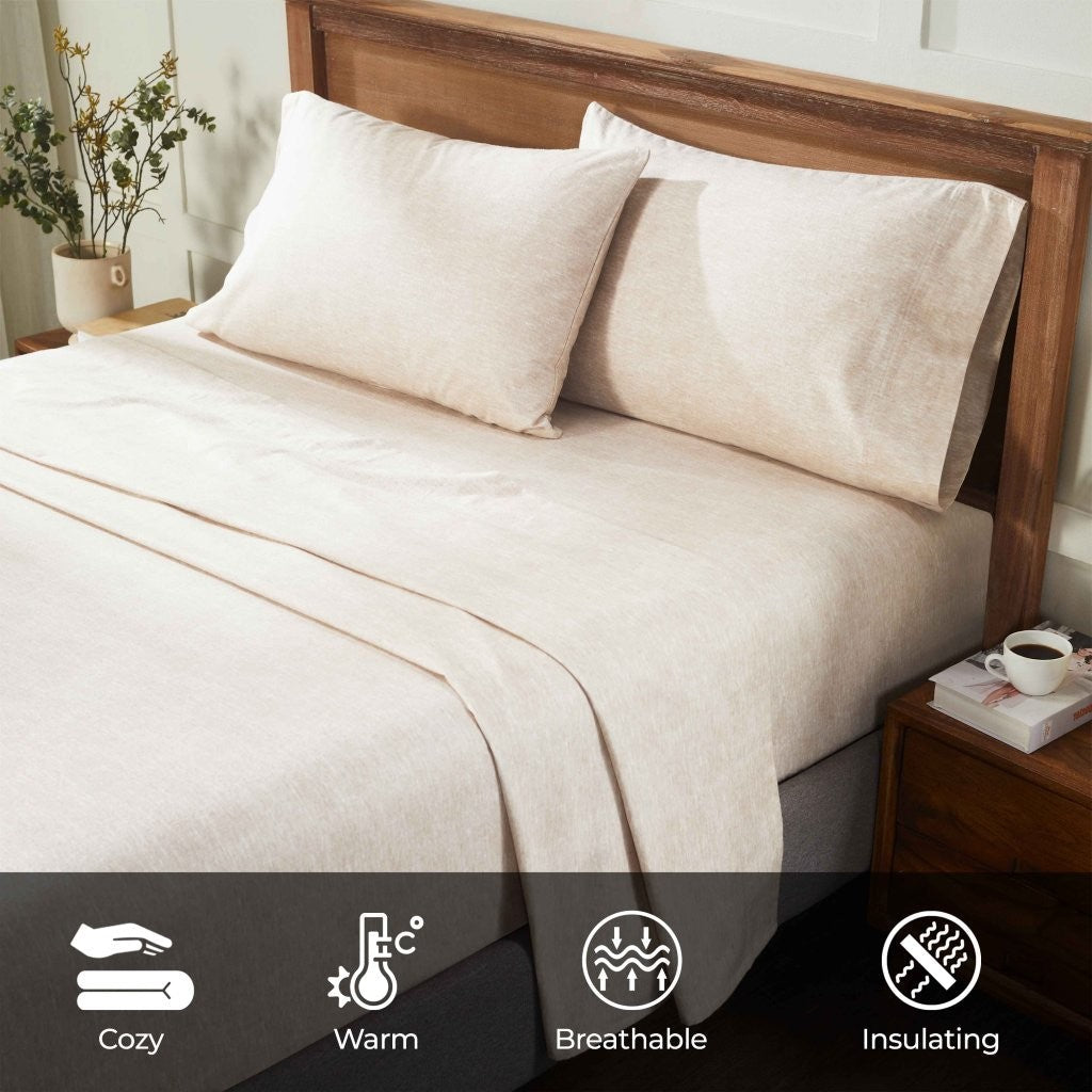 100% Cotton Flannel Sheet Set Warm Two-Toned Melange Deep Pocket - Sheet Set by Superior Brand