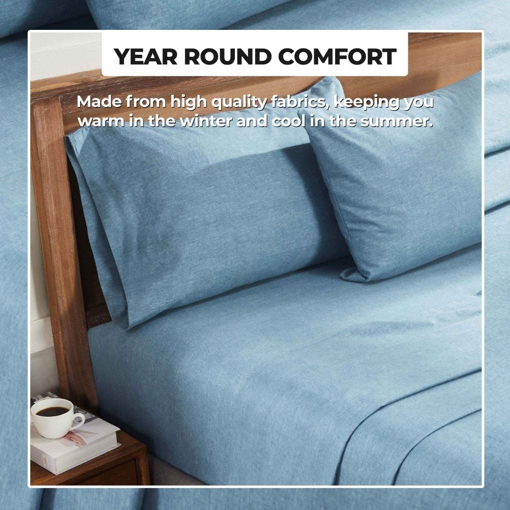 100% Cotton Flannel Sheet Set Warm Two-Toned Melange Deep Pocket - Sheet Set by Superior Brand