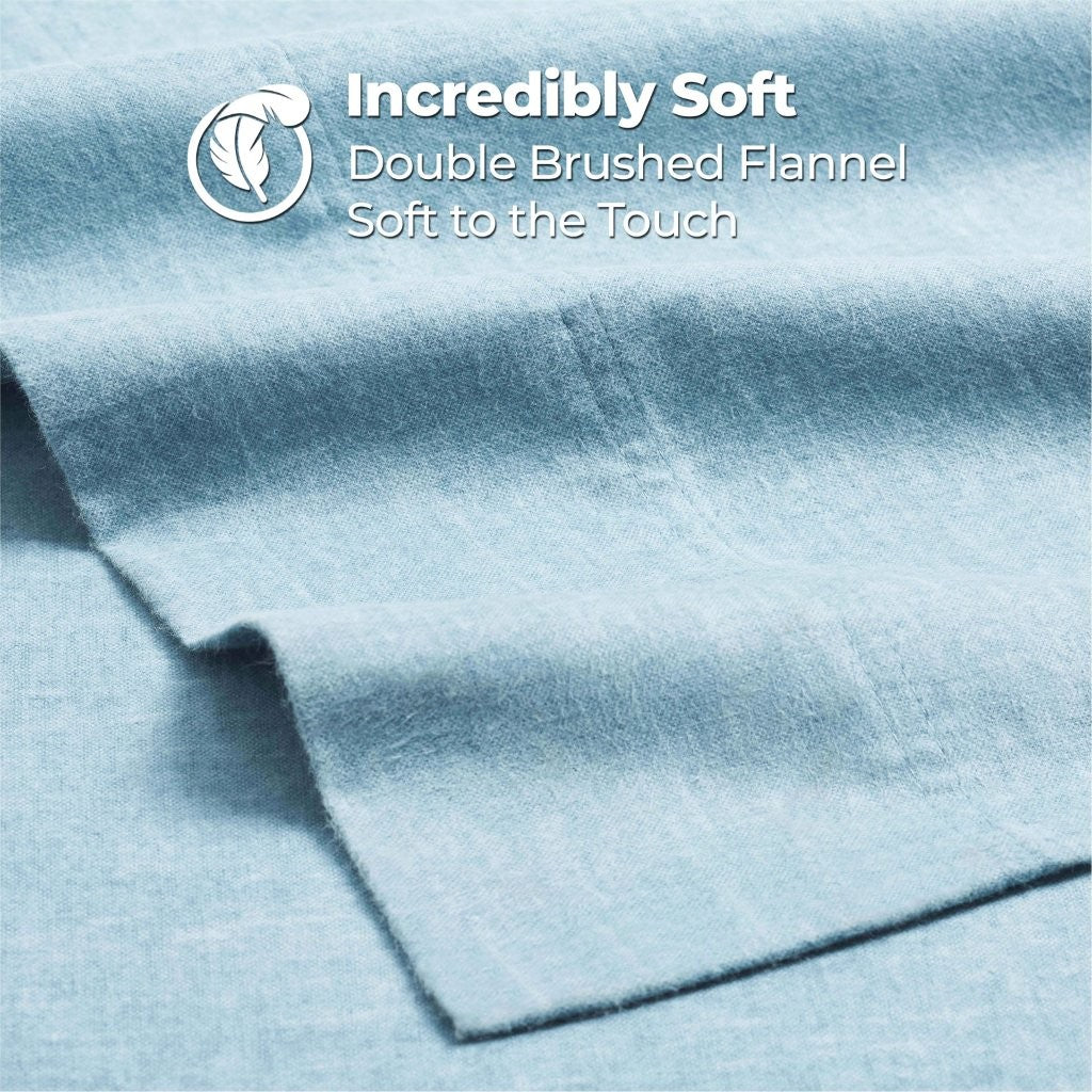 100% Cotton Flannel Sheet Set Warm Two-Toned Melange Deep Pocket - Sheet Set by Superior Brand