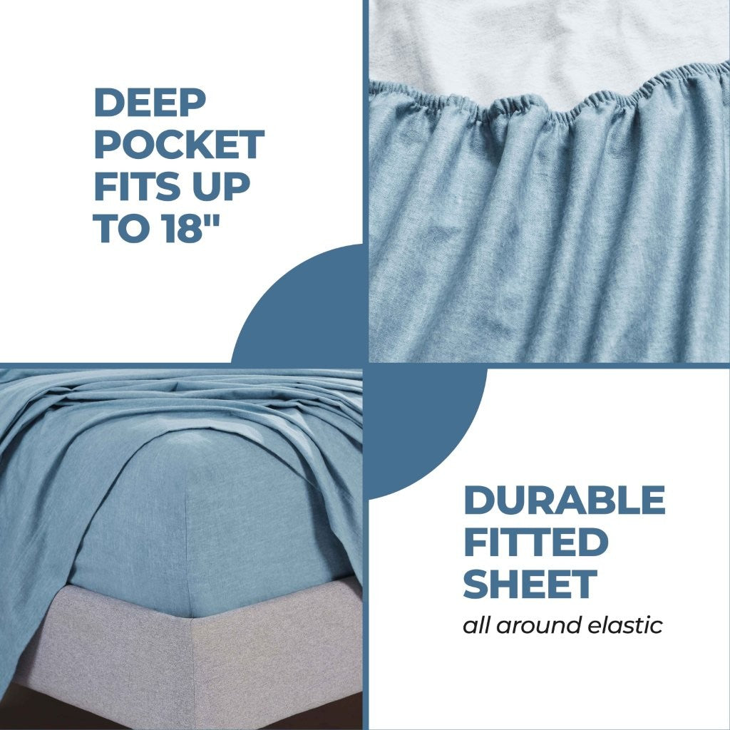 100% Cotton Flannel Sheet Set Warm Two-Toned Melange Deep Pocket - Sheet Set by Superior Brand