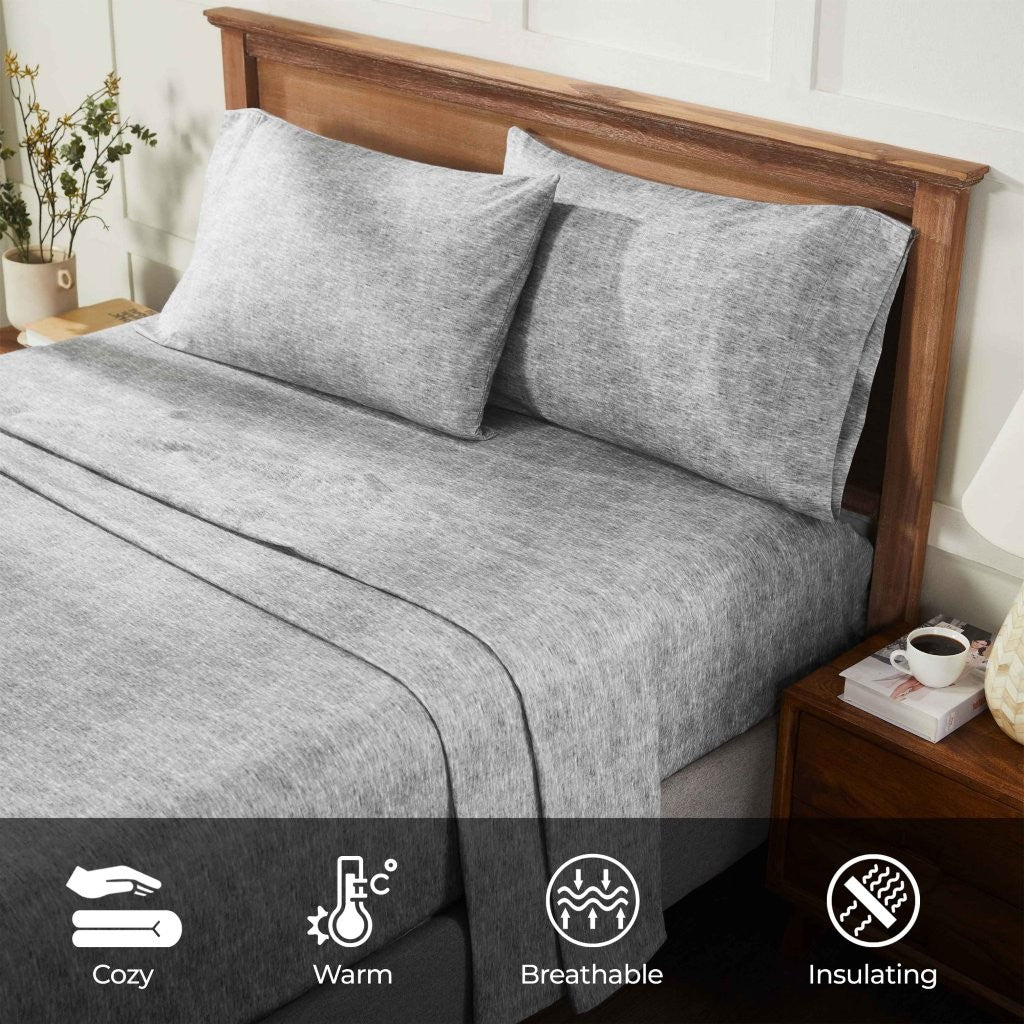 100% Cotton Flannel Sheet Set Warm Two-Toned Melange Deep Pocket - Sheet Set by Superior Brand