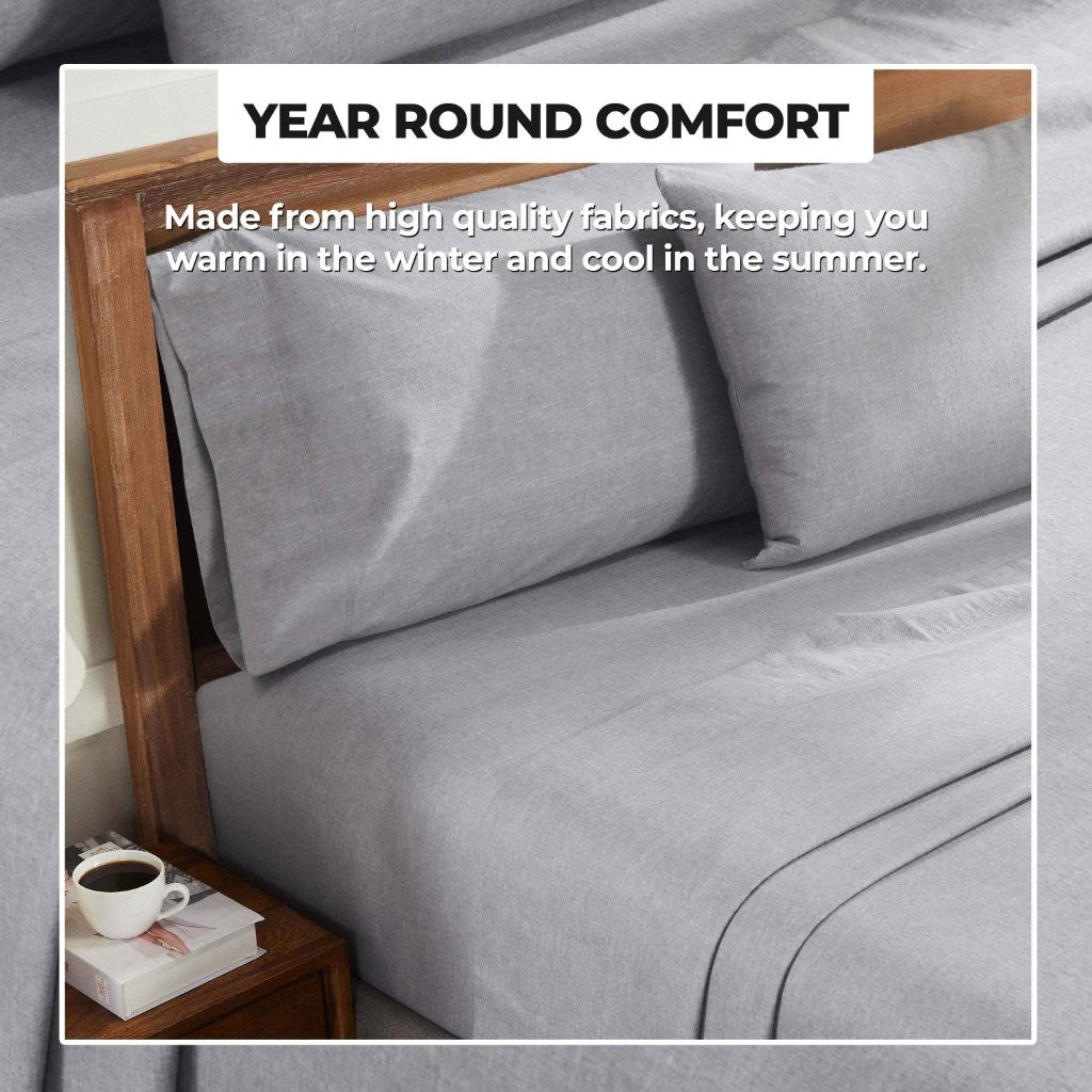 100% Cotton Flannel Sheet Set Warm Two-Toned Melange Deep Pocket - Sheet Set by Superior Brand
