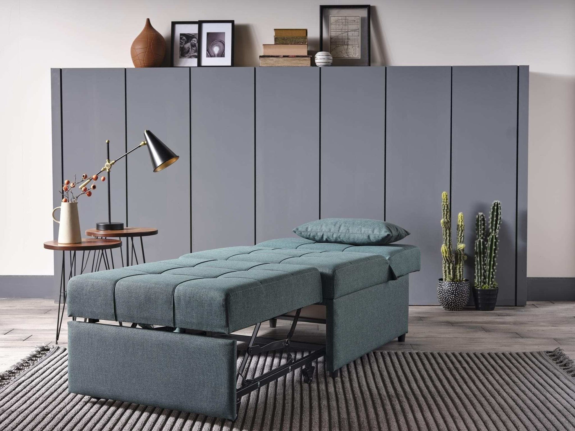 Mello Pull Out Sleeper Chair with Reclining Back Corvet Green - Best Buy Furniture