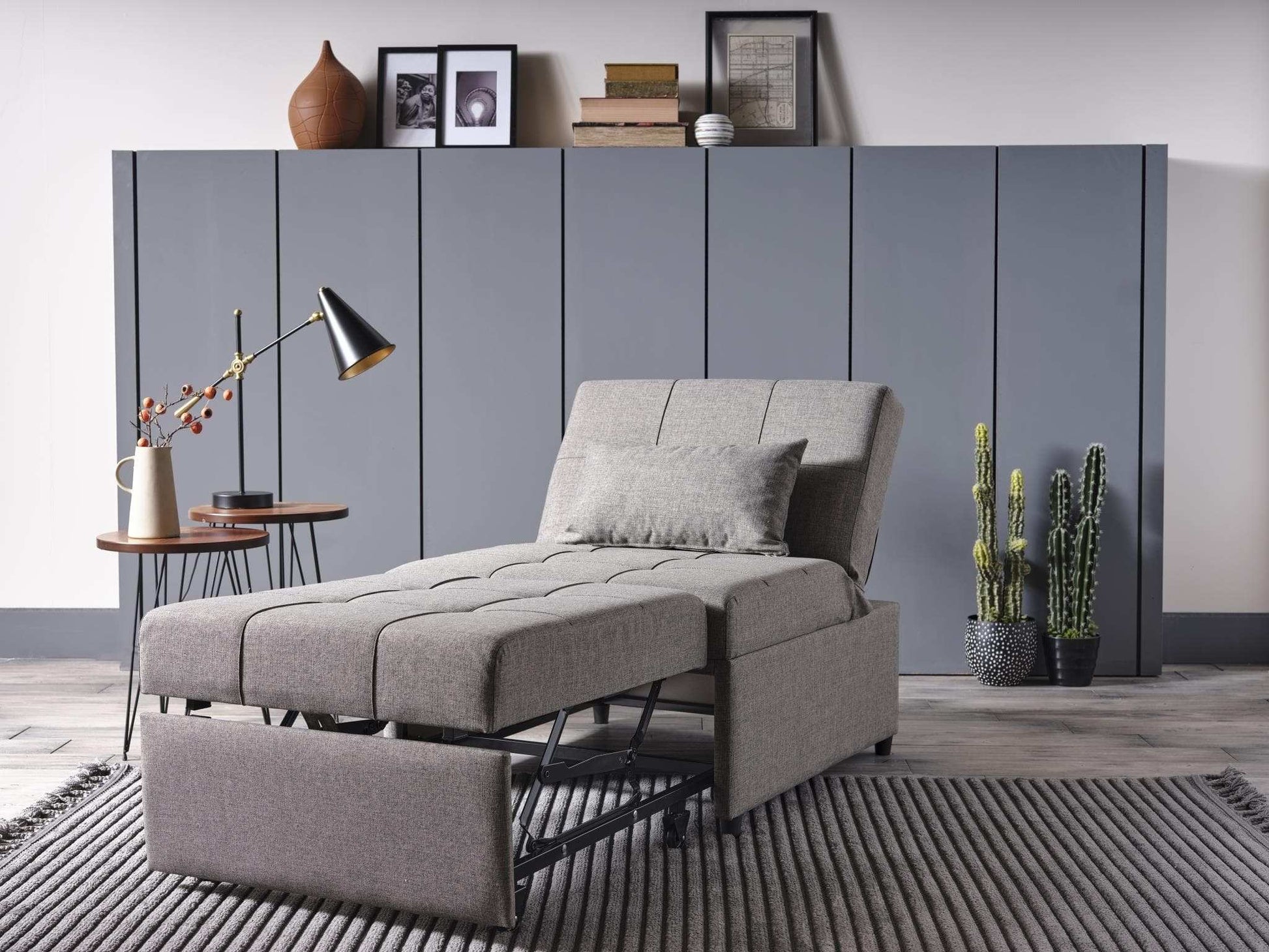 Mello Pull Out Sleeper Chair with Reclining Back Corvet Grey - Best Buy Furniture