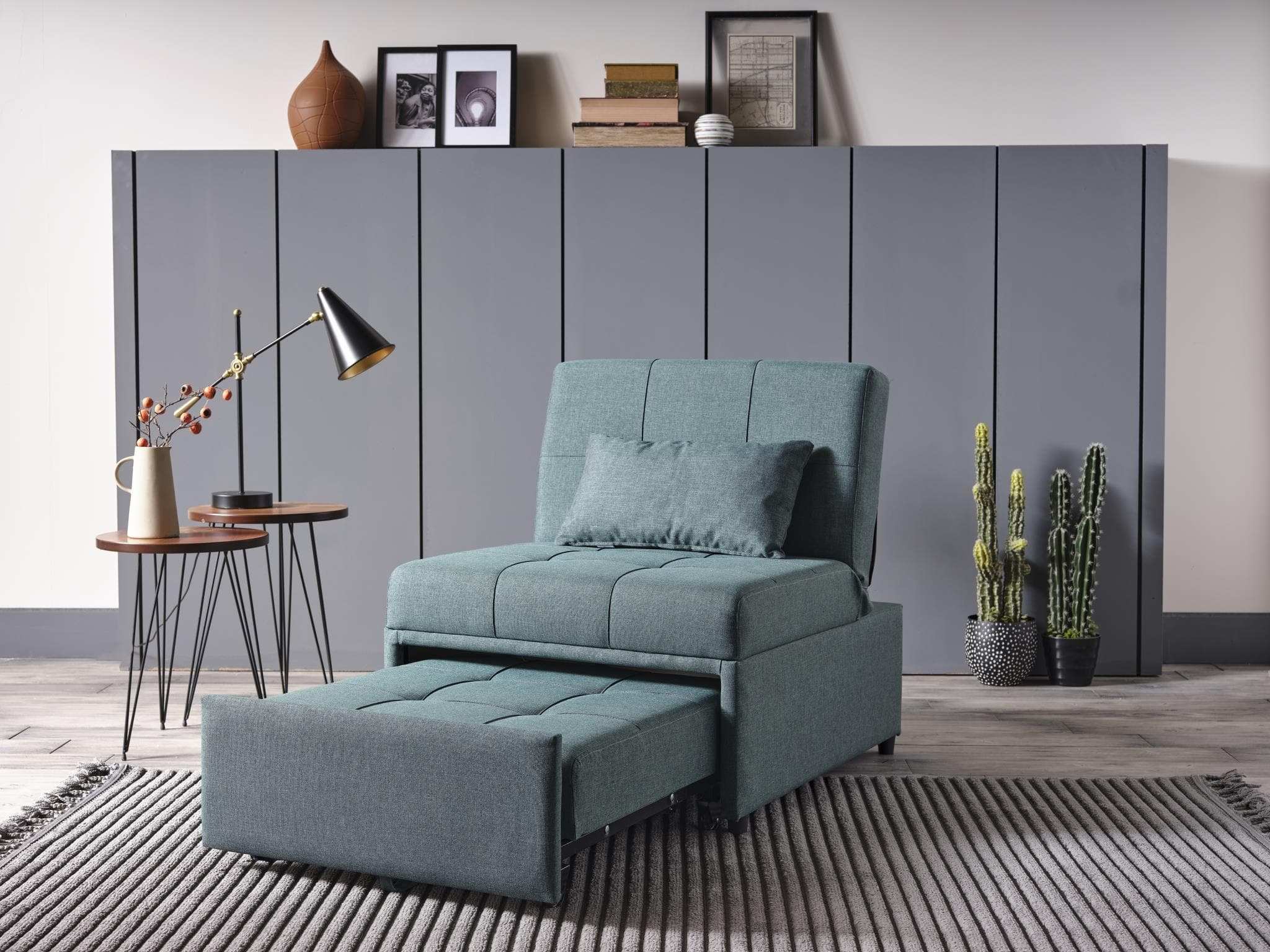 Mello Pull Out Sleeper Chair with Reclining Back Corvet Green - Best Buy Furniture