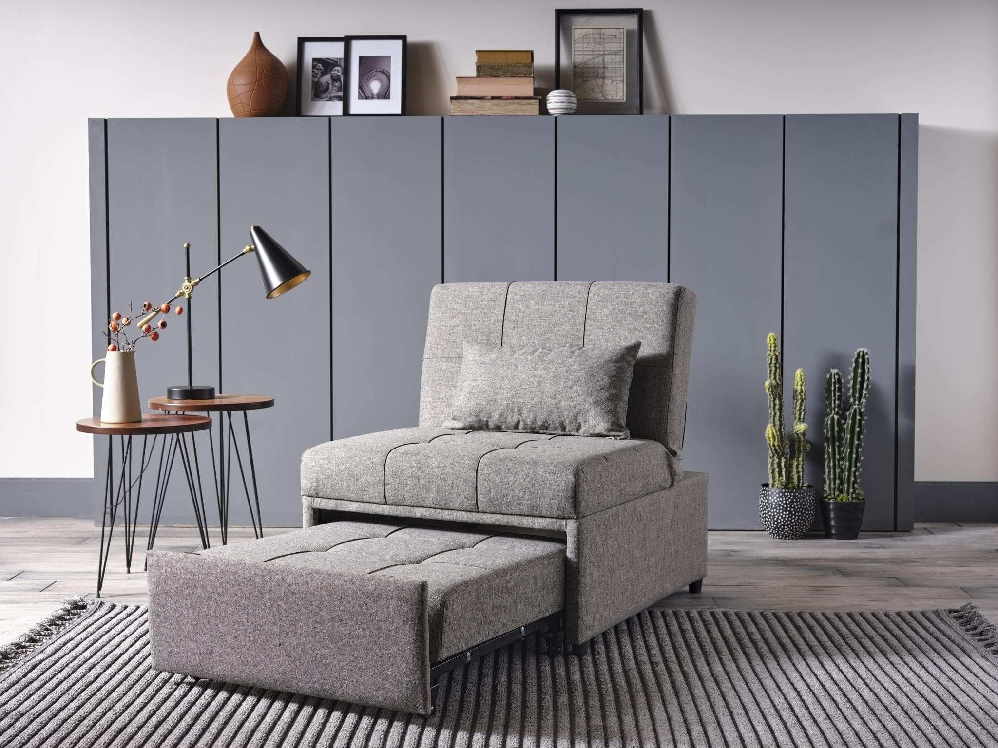 Mello Pull Out Sleeper Chair with Reclining Back Corvet Grey - Best Buy Furniture