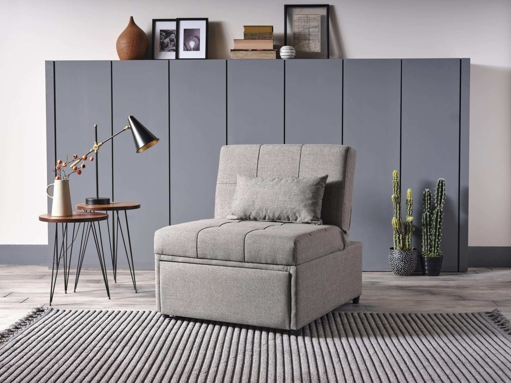 Mello Pull Out Sleeper Chair with Reclining Back Corvet Grey - Best Buy Furniture
