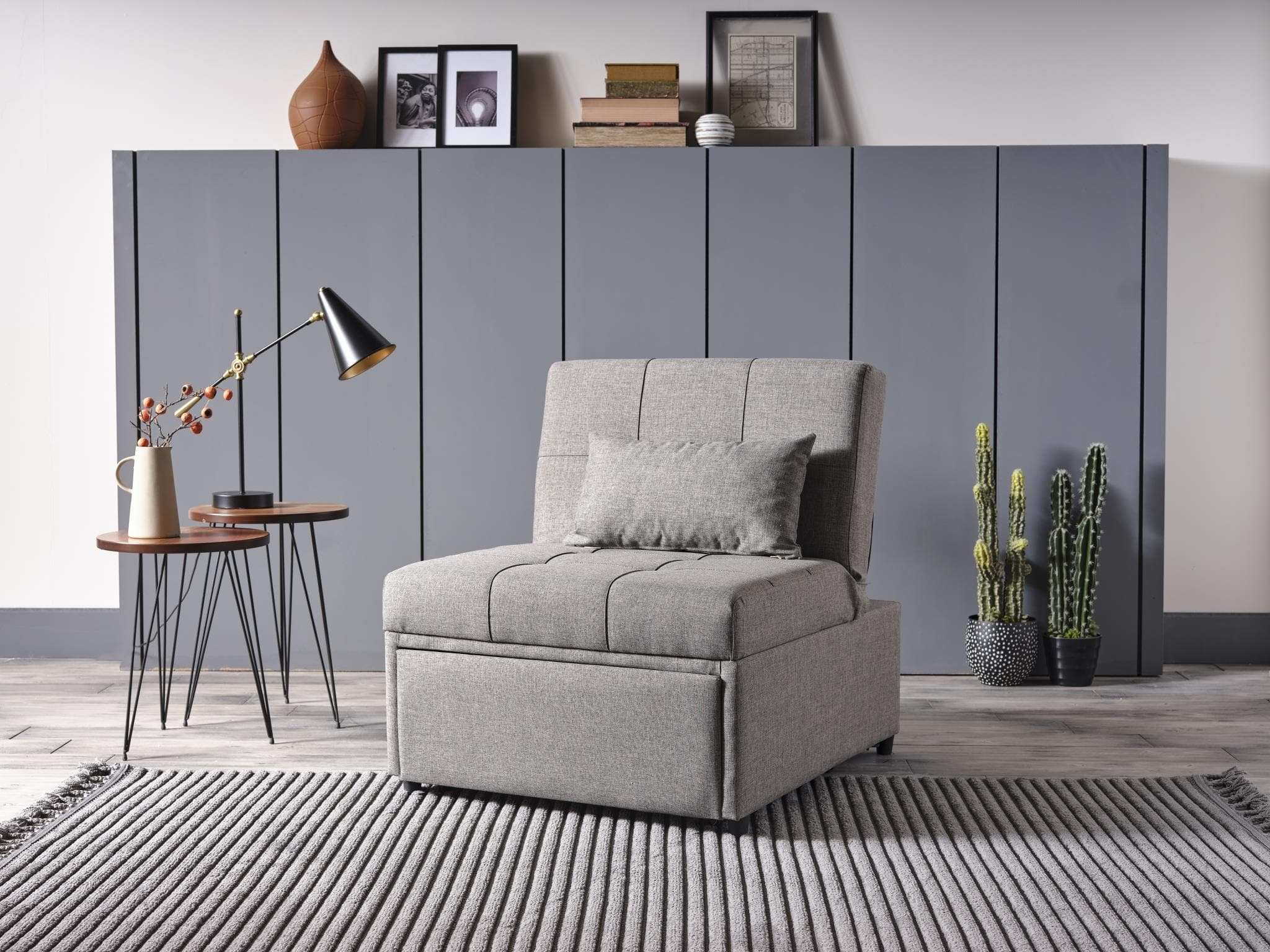 Mello Pull Out Sleeper Chair with Reclining Back Corvet Grey - Best Buy Furniture