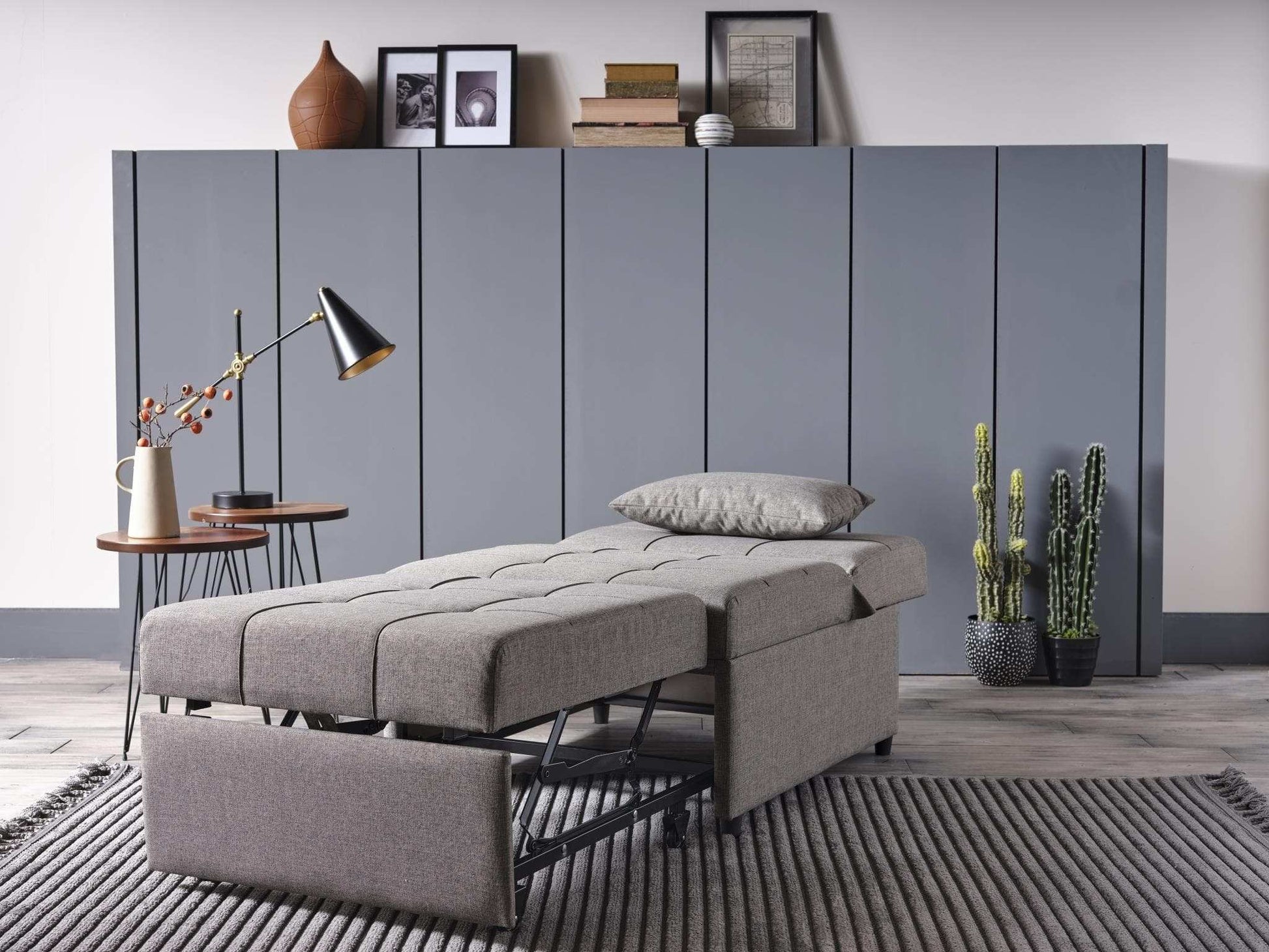 Mello Pull Out Sleeper Chair with Reclining Back Corvet Grey - Best Buy Furniture
