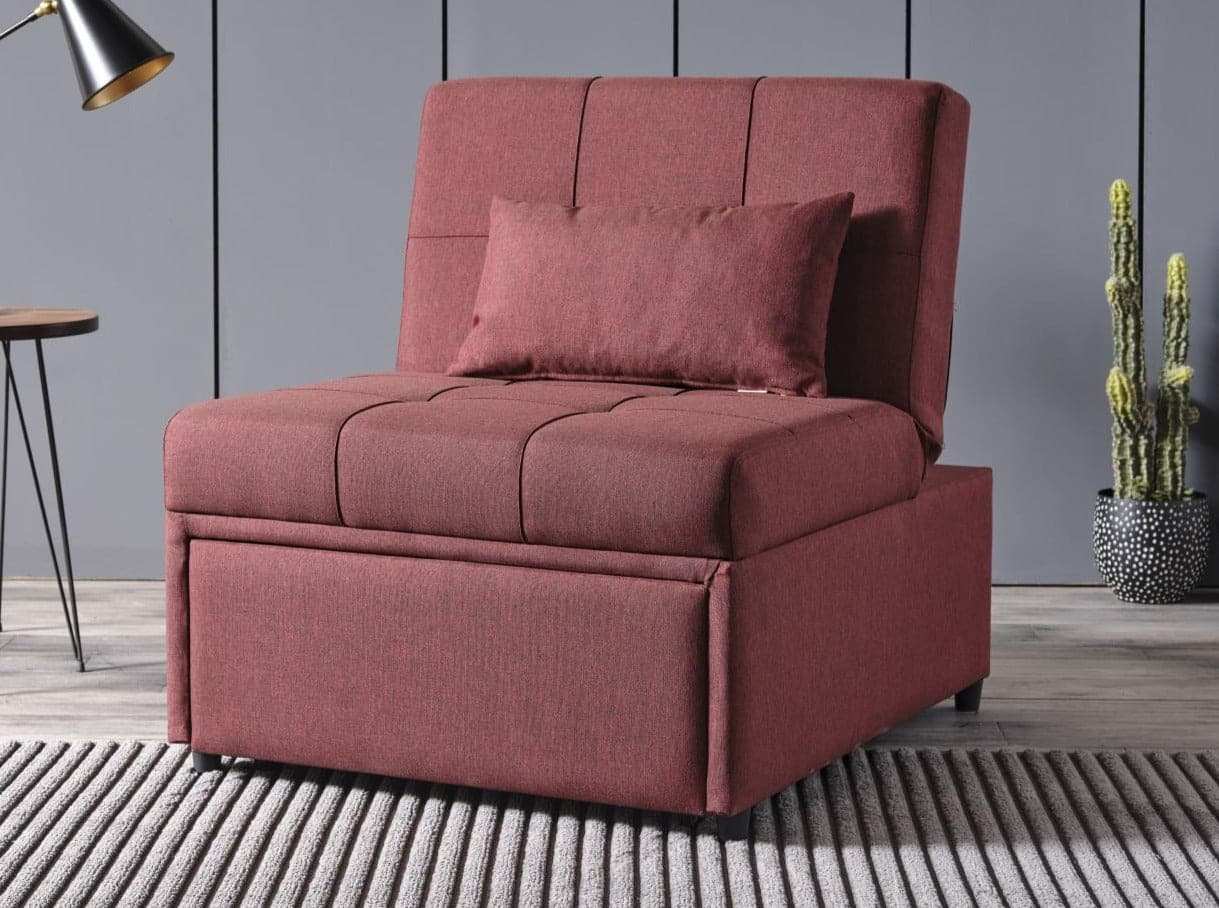 Mello Pull Out Sleeper Chair with Reclining Back Corvet Burgundy - Best Buy Furniture