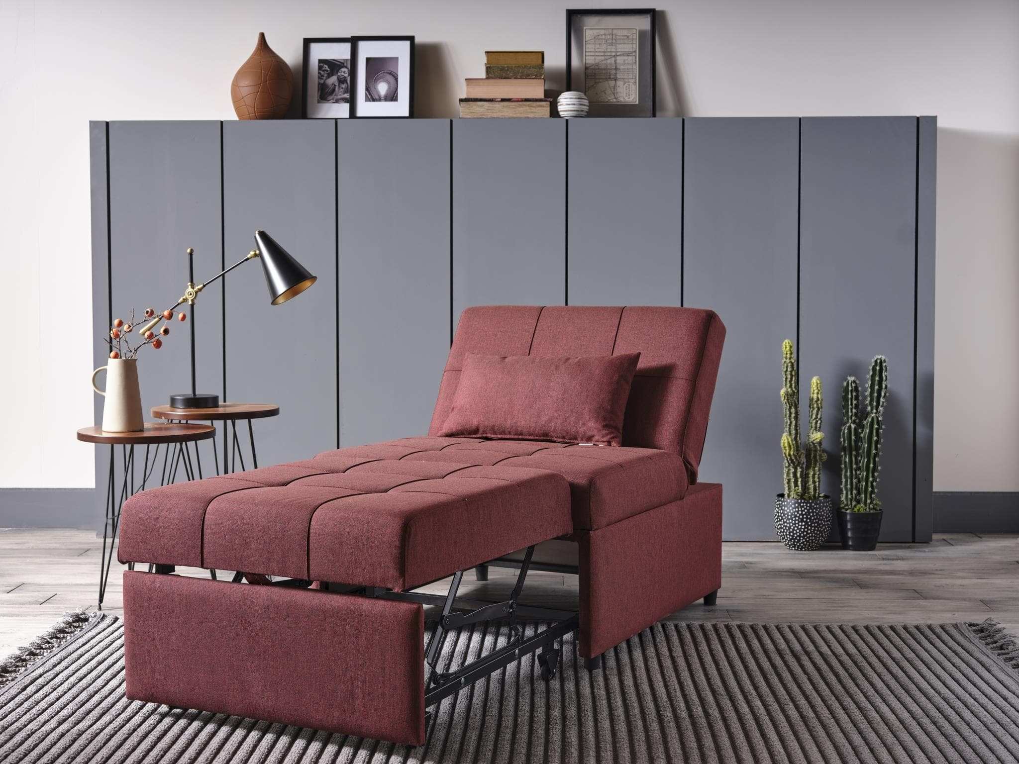 Mello Pull Out Sleeper Chair with Reclining Back Corvet Burgundy - Best Buy Furniture
