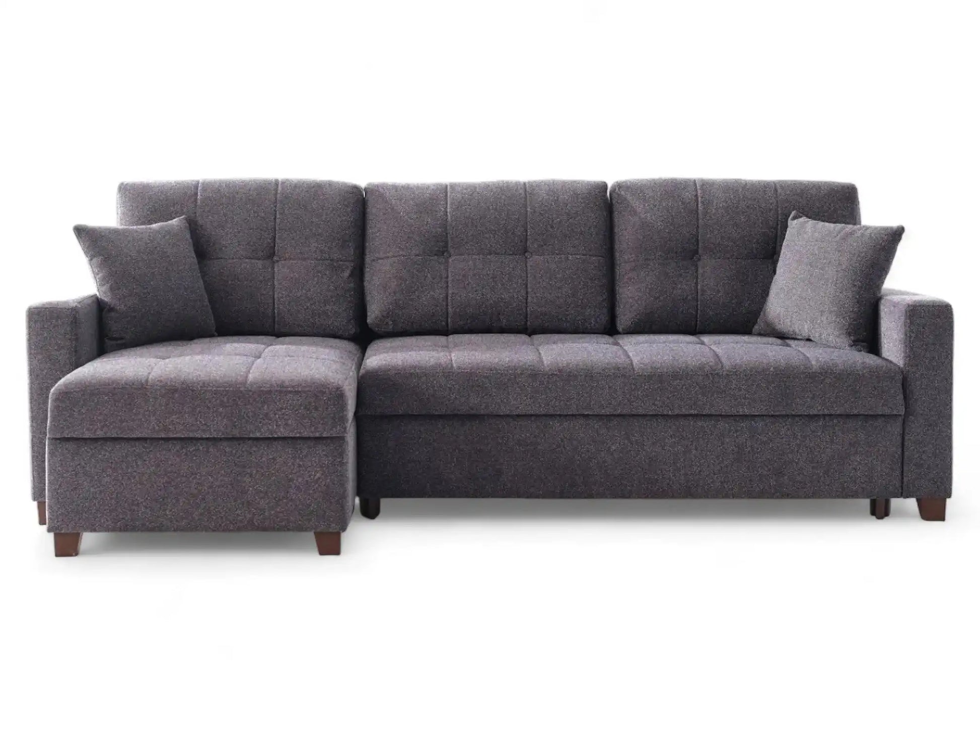 Mocca Sleeper Sectional Sofa – 101” Wide, Dark Gray, Reversible Chaise, Queen-Size Bed & Storage - Best Buy Furniture