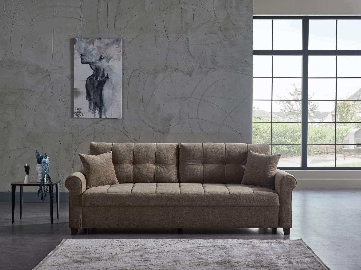 Mocca P Arm 94'' Queen Sleeper Sofa Bed with Pullout & Hidden Storage - Best Buy Furniture