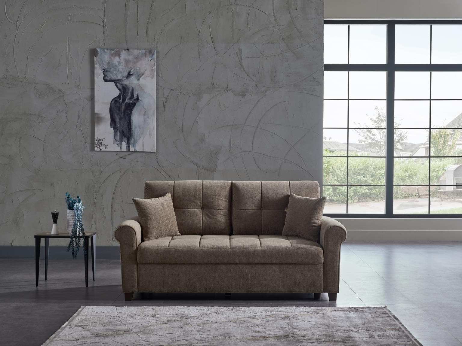 Mocca P Arm 94'' Queen Sleeper Sofa Bed with Pullout & Hidden Storage - Best Buy Furniture