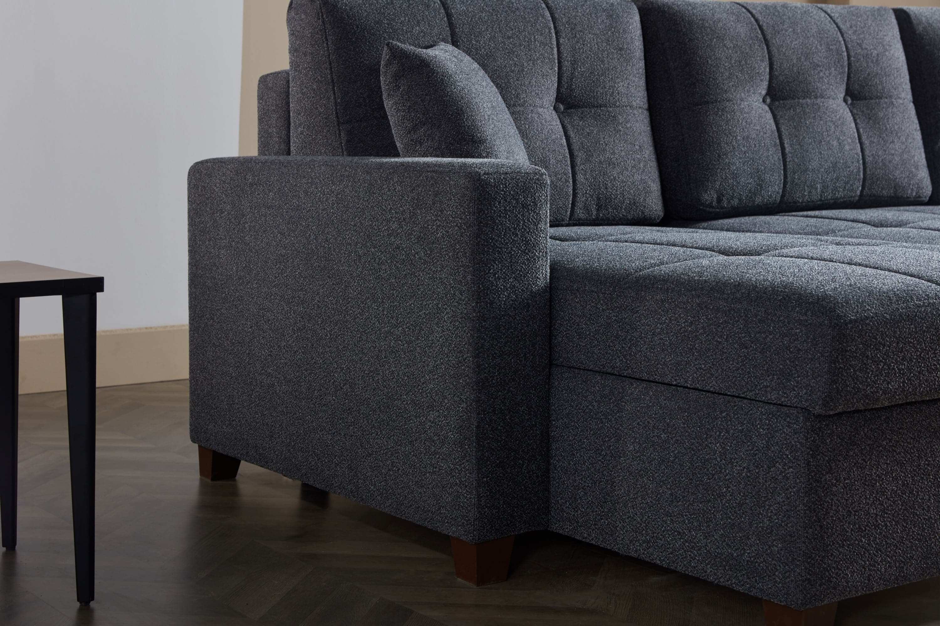 Mocca Sleeper Sectional Sofa – 101” Wide, Dark Gray, Reversible Chaise, Queen-Size Bed & Storage - Best Buy Furniture