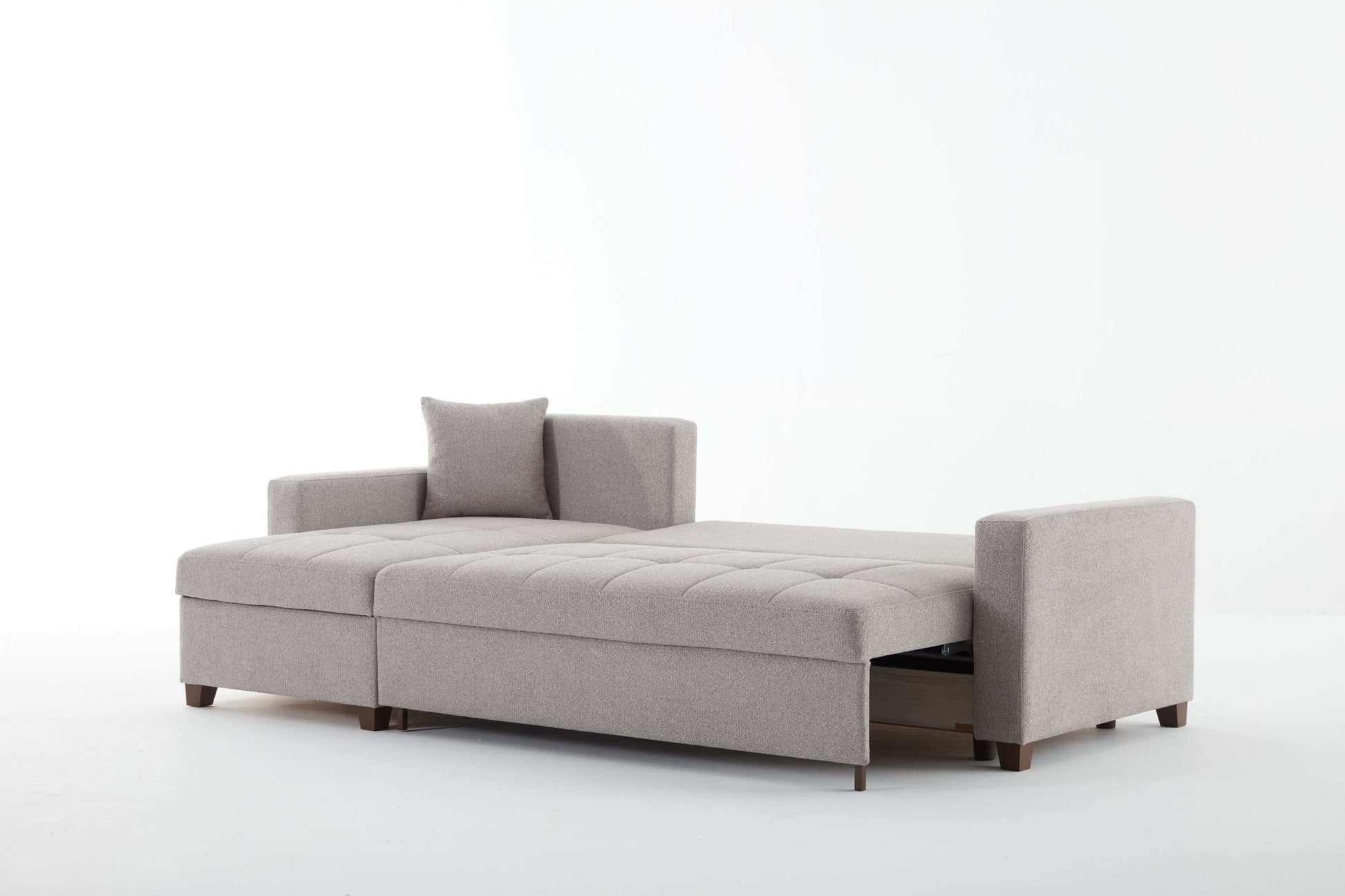 Mocca 101" Wide Reversible Chaise Sleeper Sectional – Dupont Grey Chenille, Queen Sleeper with Storage - Best Buy Furniture