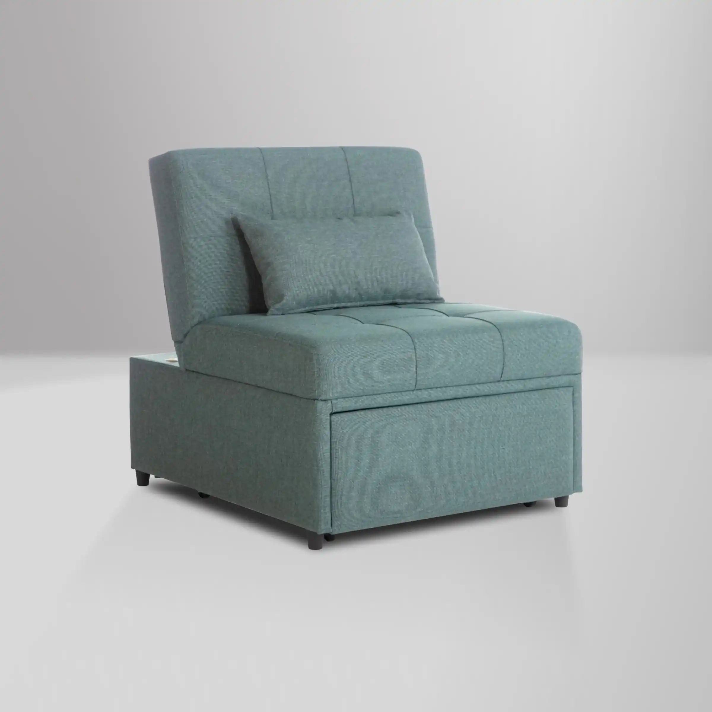Mello Pull Out Sleeper Chair with Reclining Back Corvet Green - Best Buy Furniture