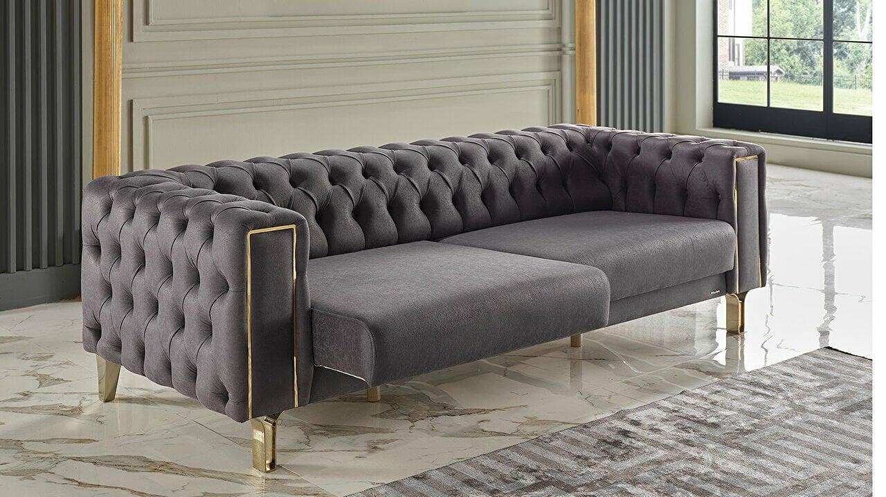 Montego 94" Wide Convertible Chesterfield Sofa Bed – Luxury Living Room Elegance - Best Buy Furniture