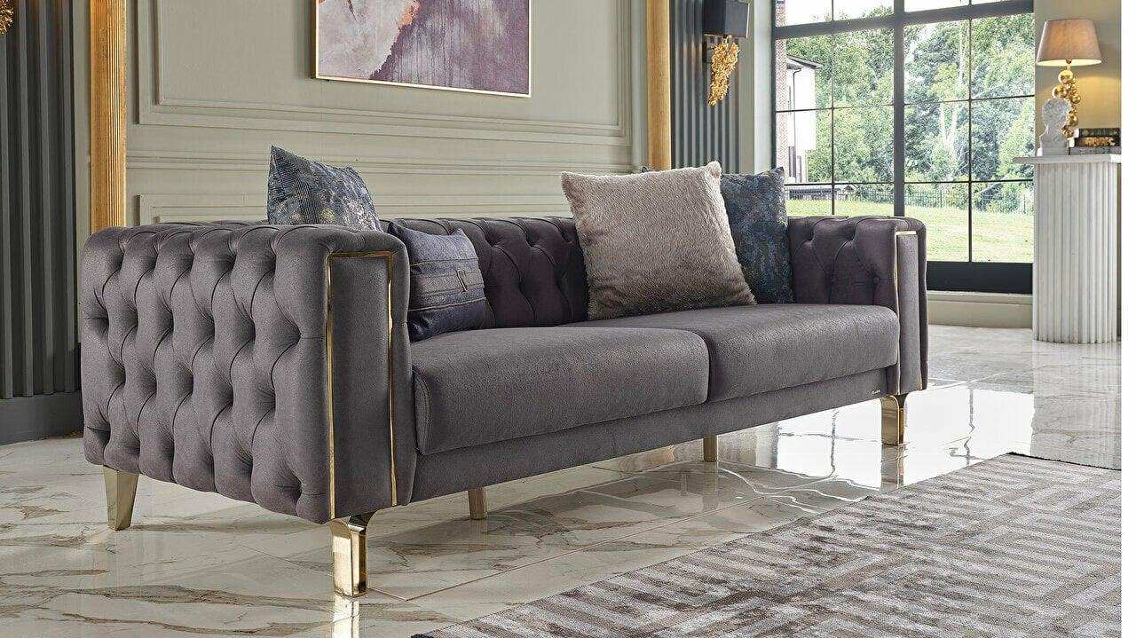 Montego 94" Wide Convertible Chesterfield Sofa Bed – Luxury Living Room Elegance - Best Buy Furniture