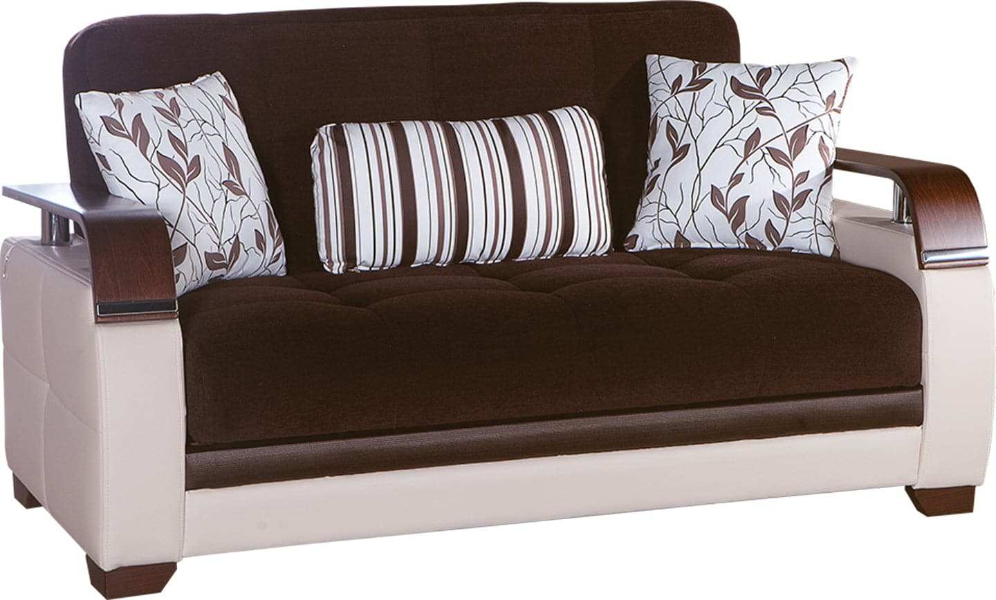 Natural Sleeper Sofa Bed – 88" Wide with Wooden Arms & Hidden Storage | Modern Functional Sofa - Best Buy Furniture