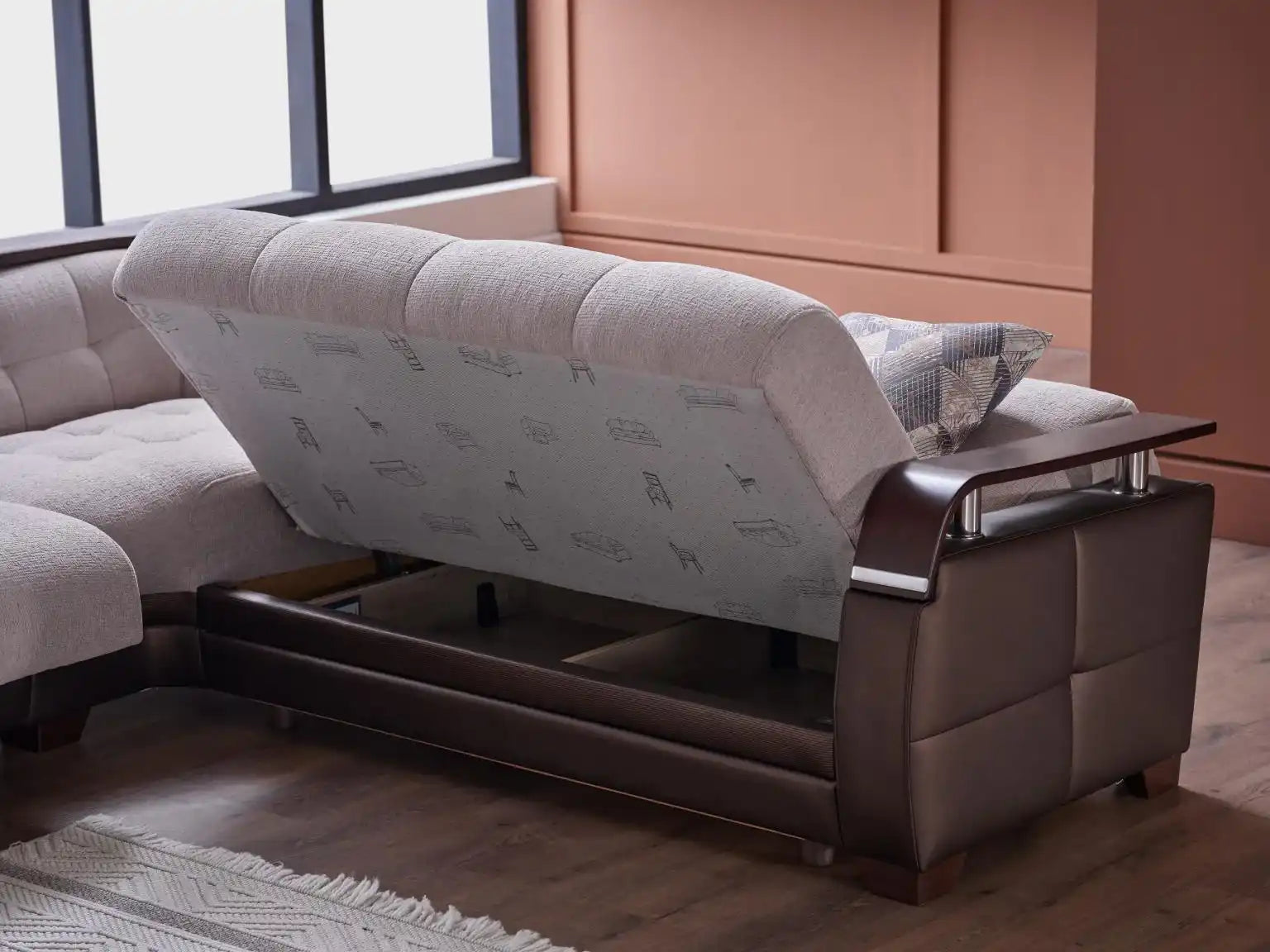 Natural Sectional Nivus Beige - Best Buy Furniture