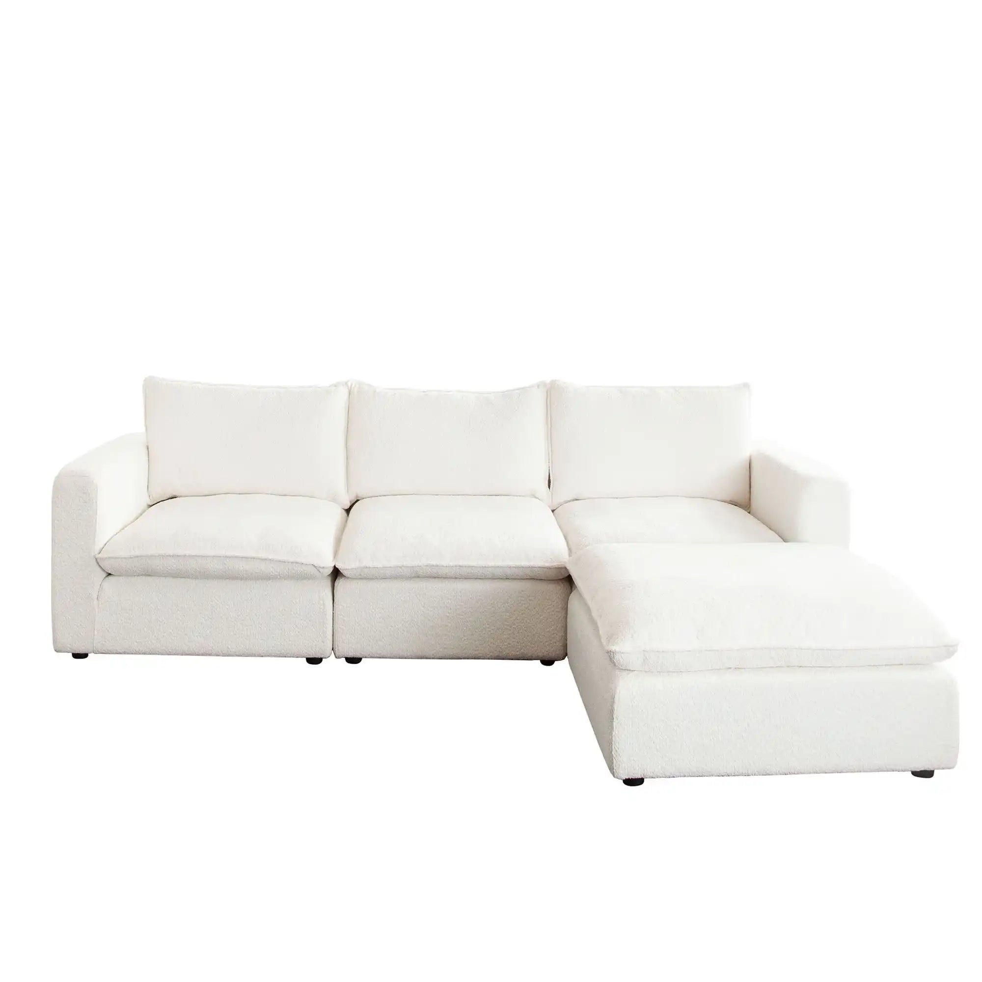 Ivy Reversible 4 Piece Down Sectional – White Faux Shearling - Best Buy Furniture