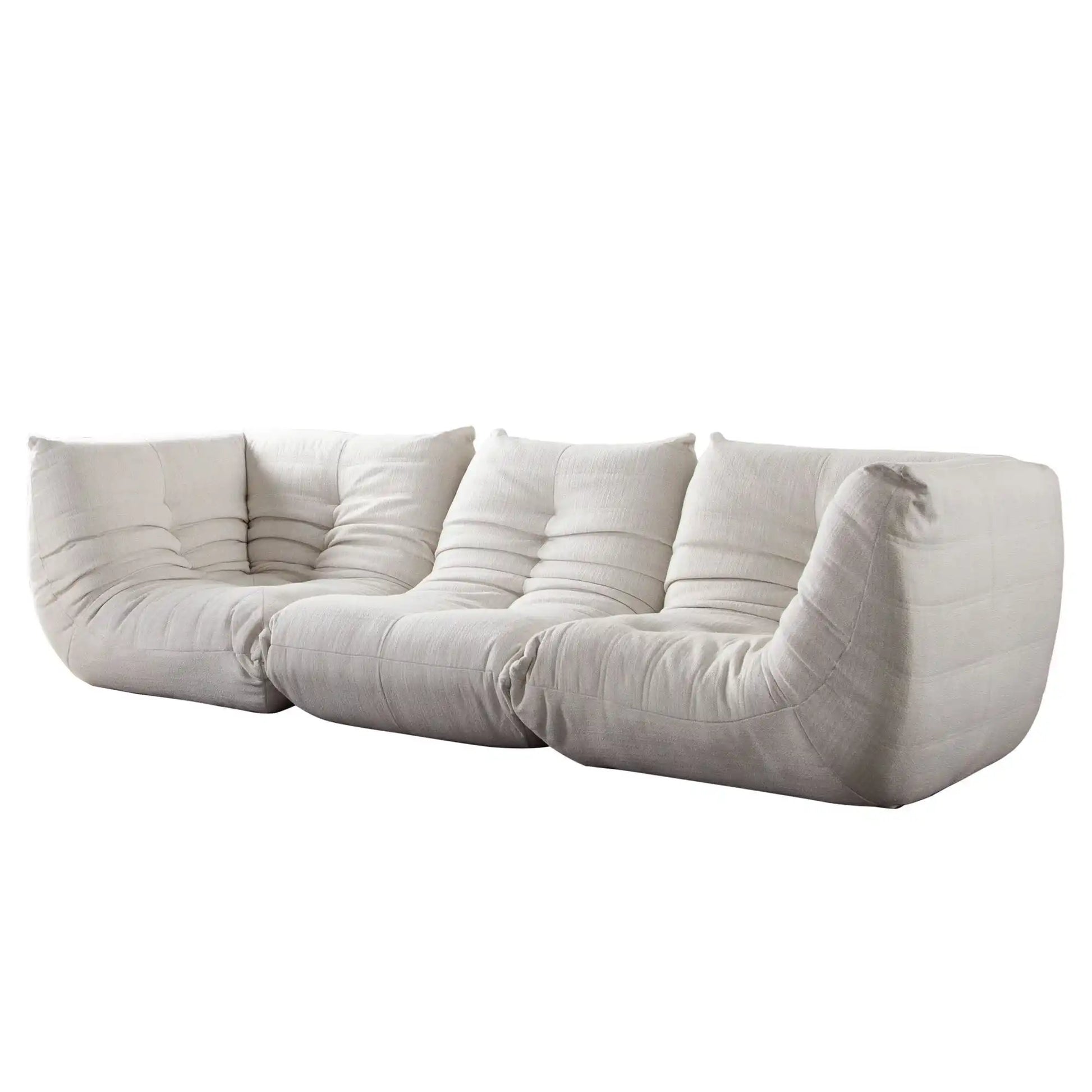 Ezra 3 Piece Modular Lounger – Cream Fabric - Best Buy Furniture